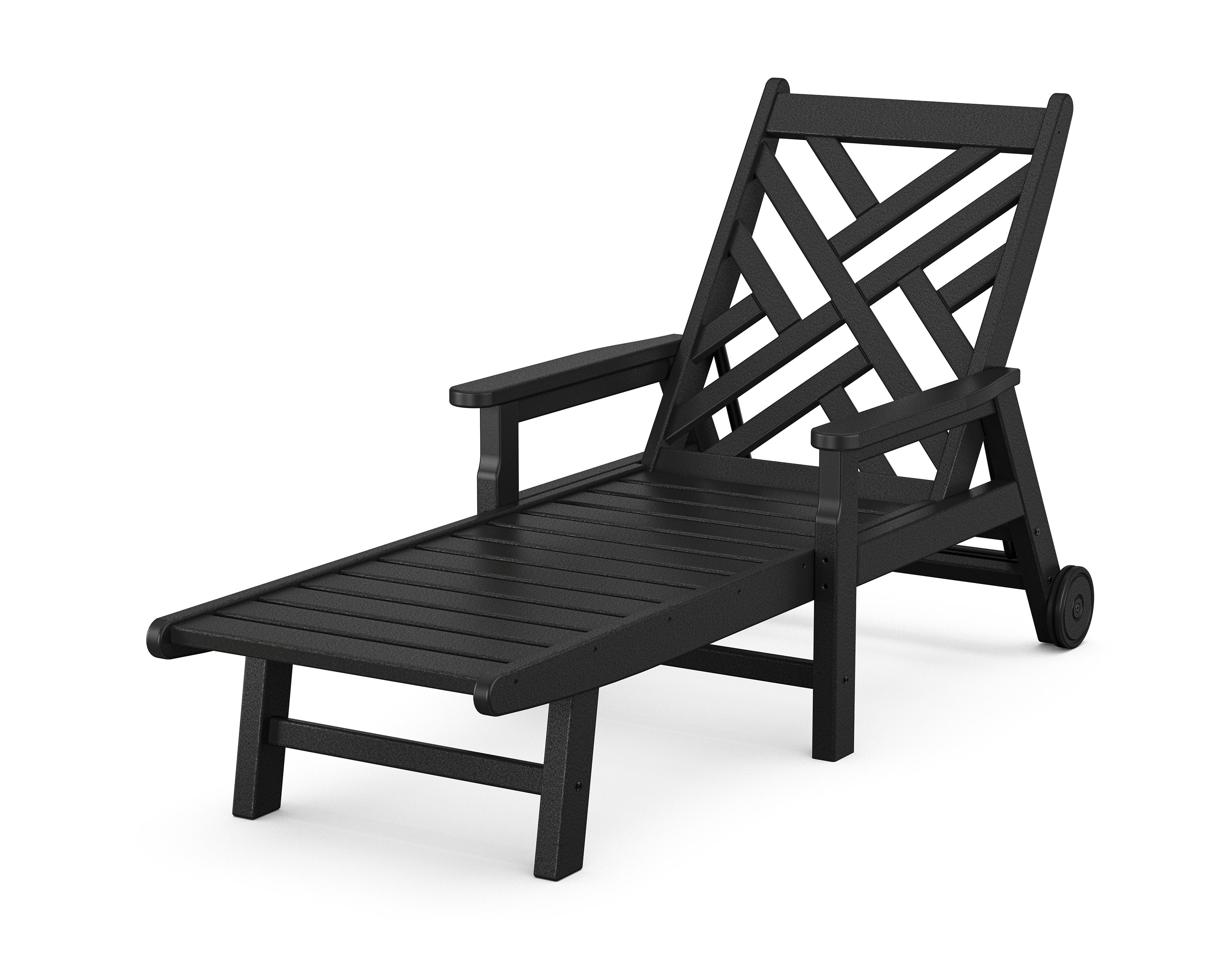 Chippendale Chaise with Arms and Wheels in Black