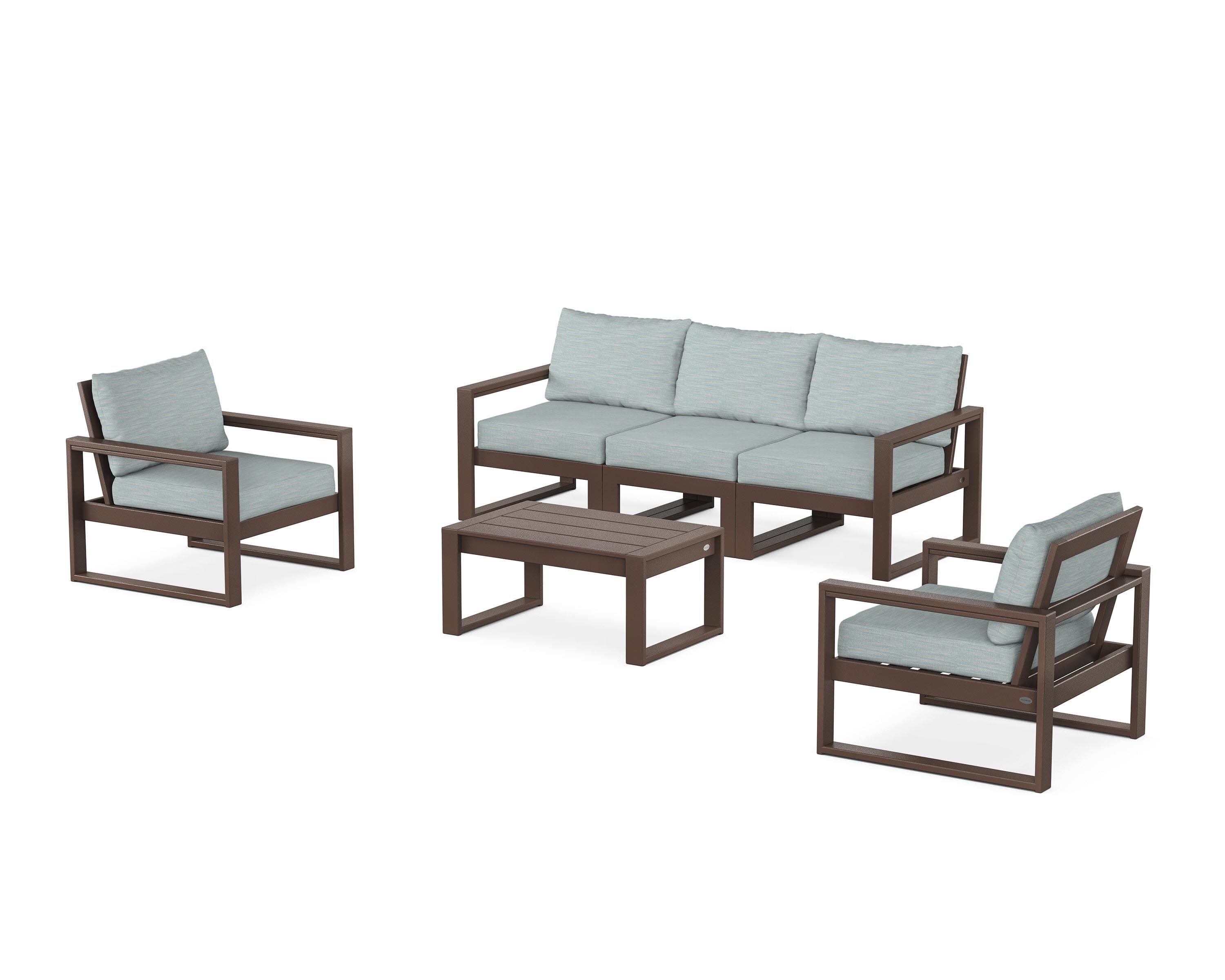 EDGE Sectional 4-Piece Deep Seating Set with Sofa in Mahogany / Soothe Mist