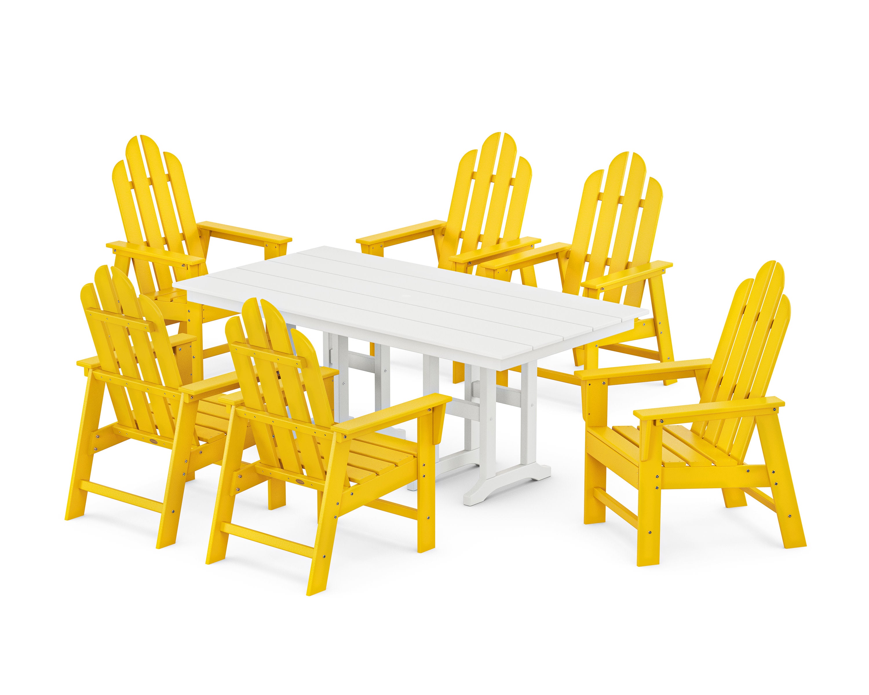 Long Island 7-Piece Farmhouse Dining Set in Lemon / White