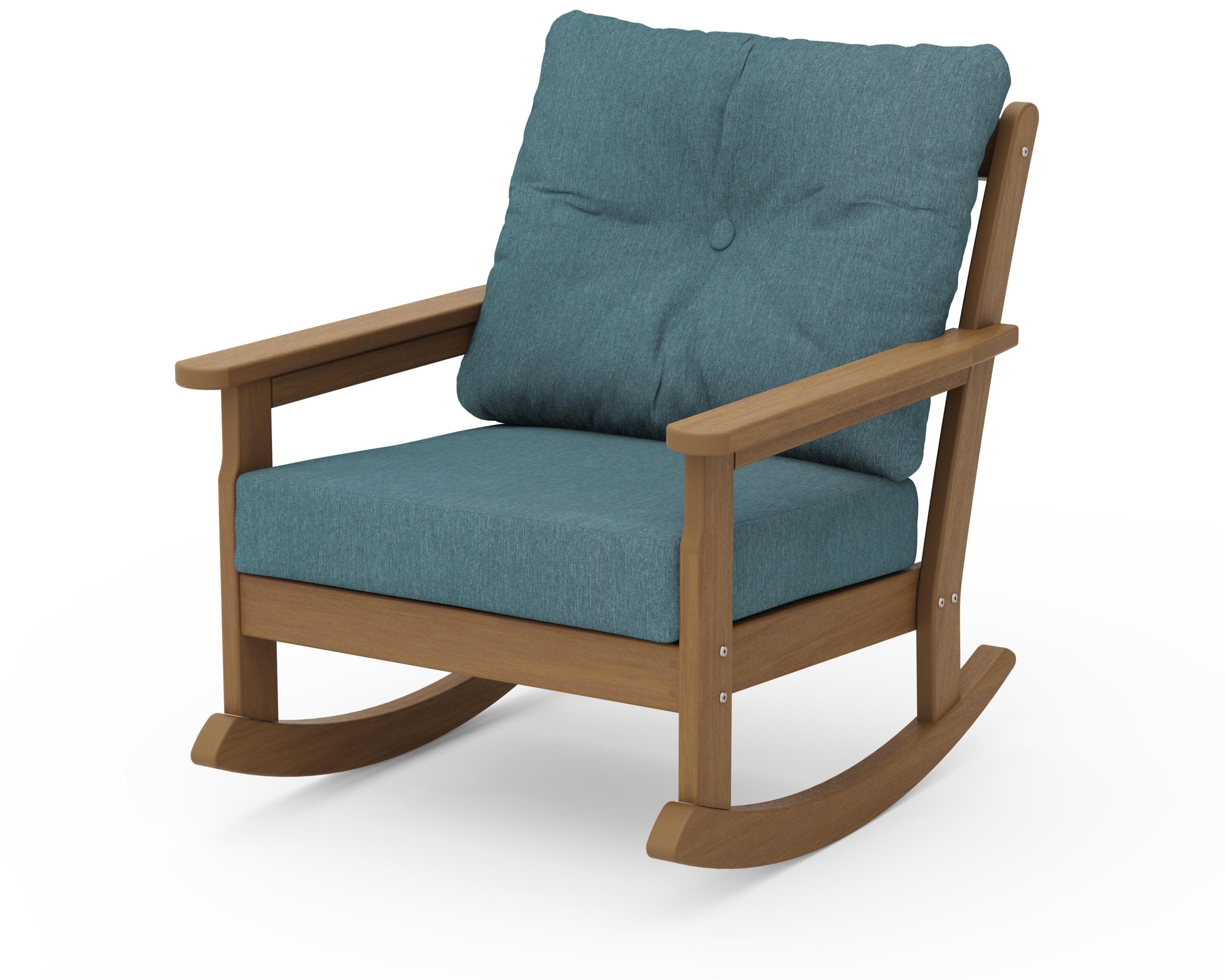 Vineyard Deep Seating Rocking Chair in Natural / Ocean Teal