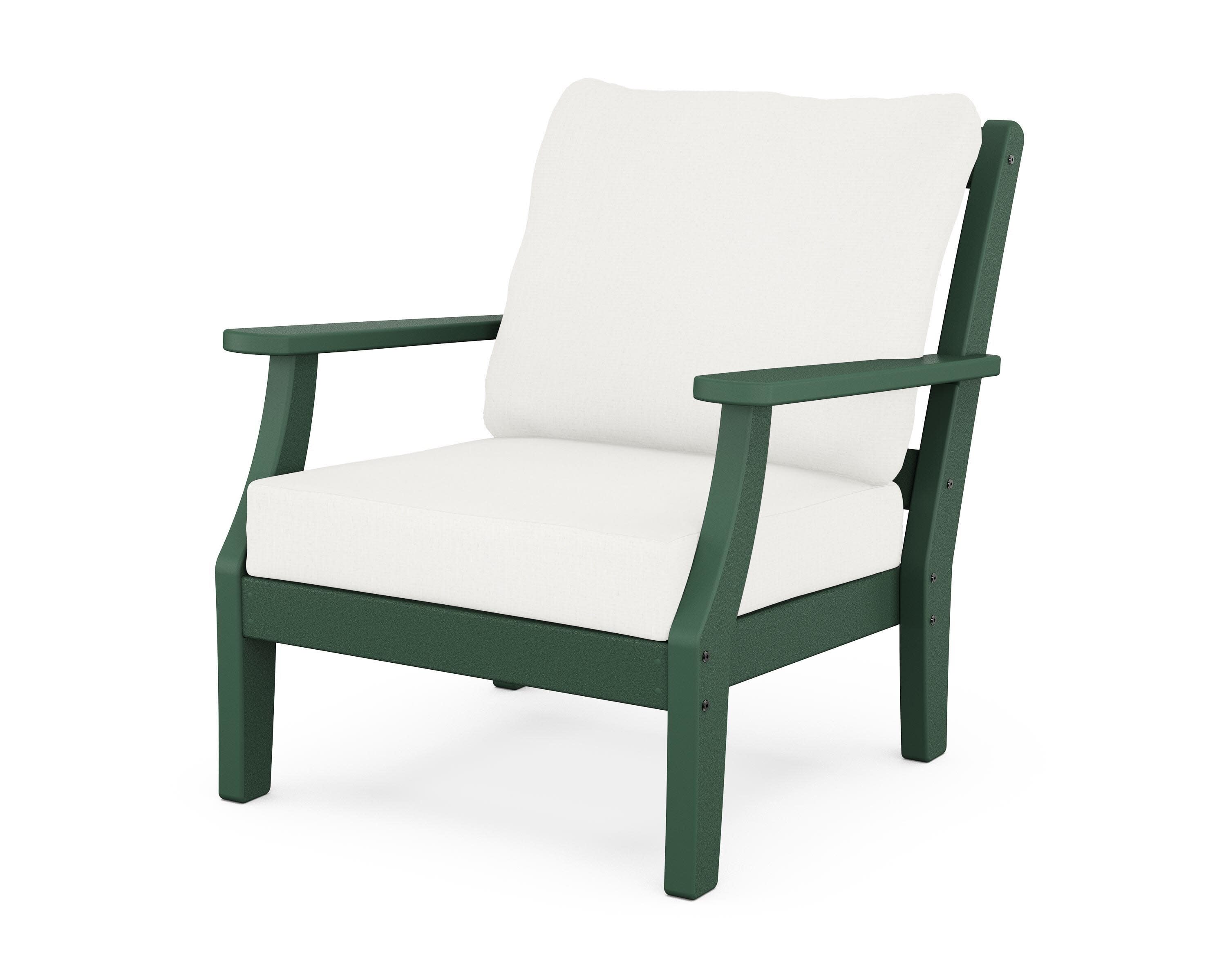 Chinoiserie Deep Seating Chair in Green / Natural Linen