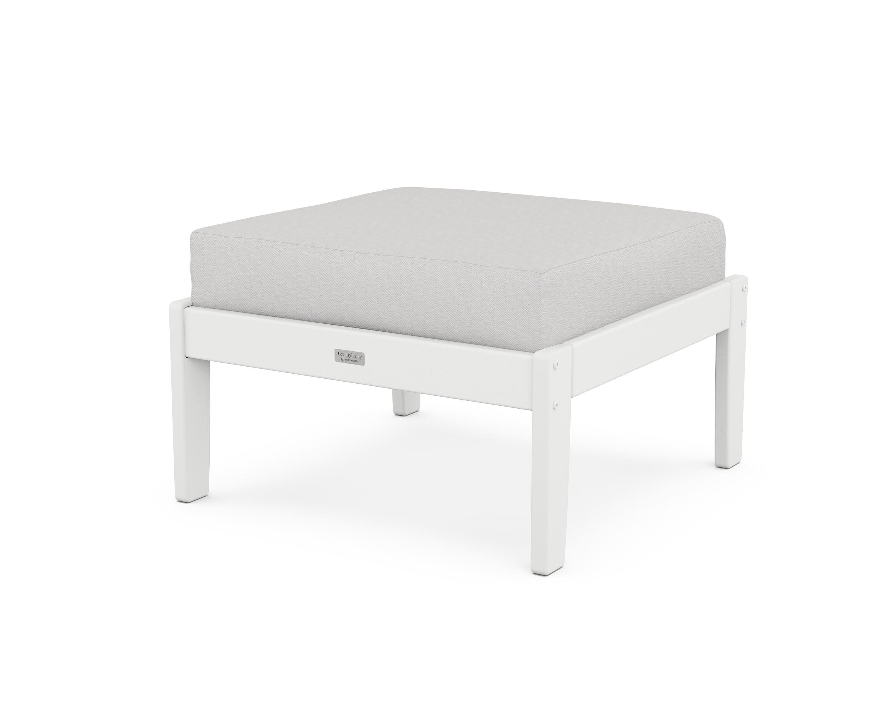 Cottage Deep Seating Ottoman in White / Diamond in the Rough