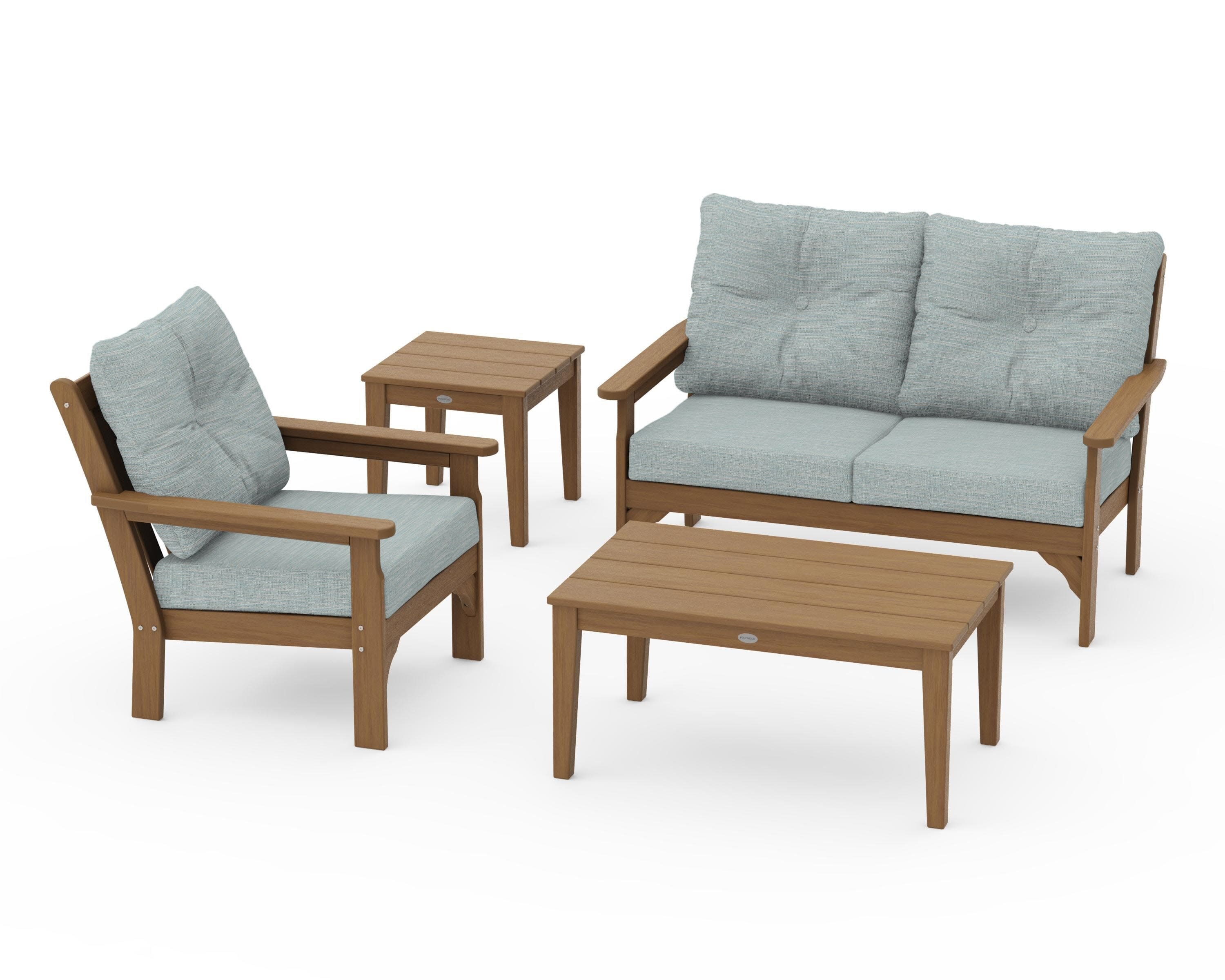 Vineyard 4-Piece Deep Seating Set in Natural / Soothe Mist