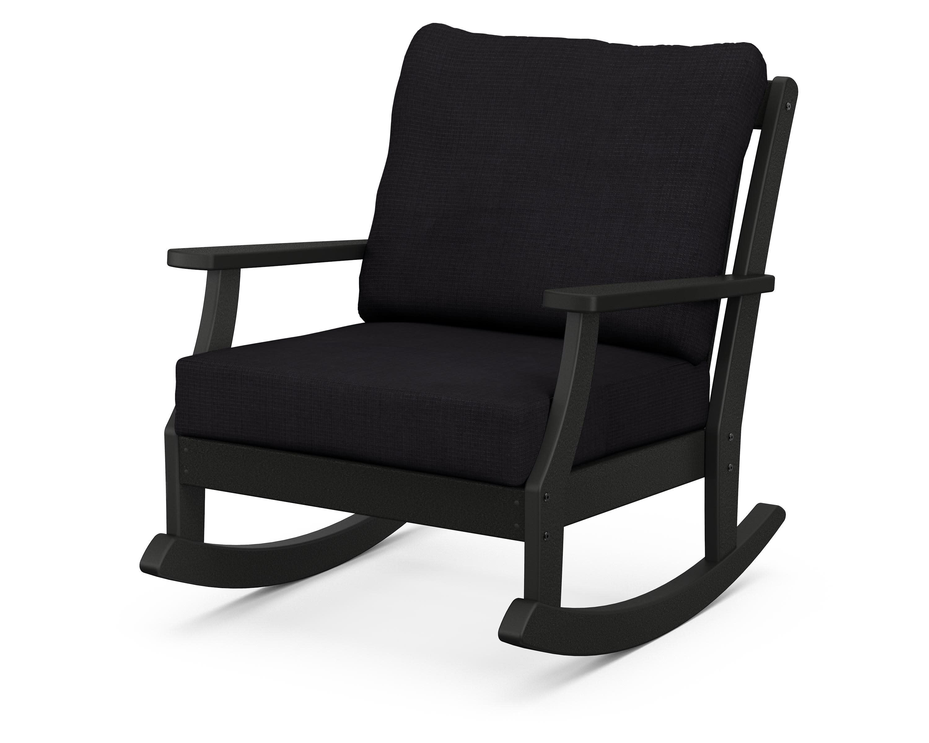 Braxton Deep Seating Rocking Chair in Black / Midnight Linen
