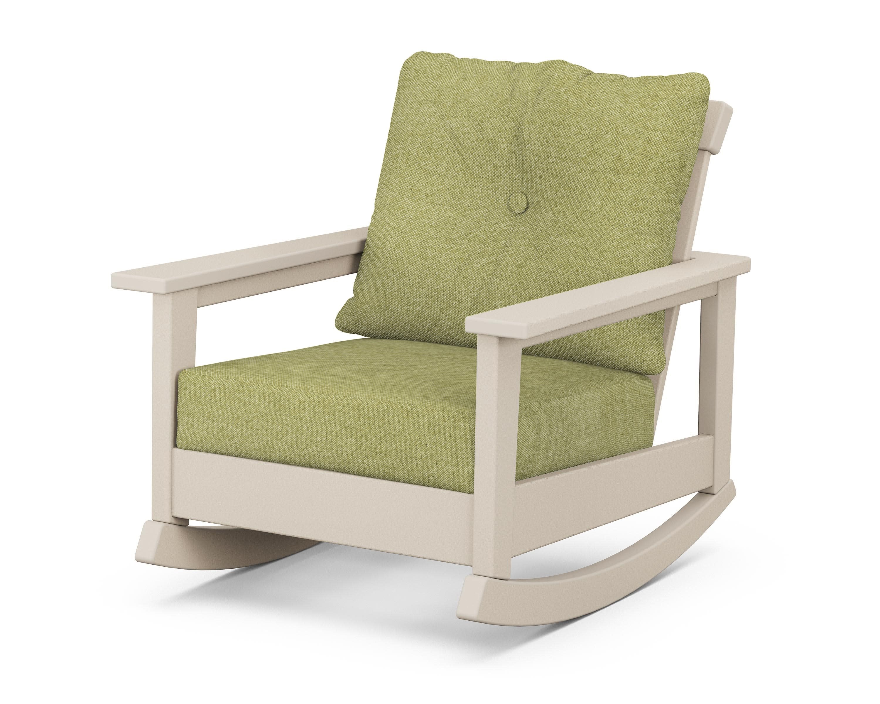 Prescott Deep Seating Rocking Chair in Sand / Chartreuse Boucle