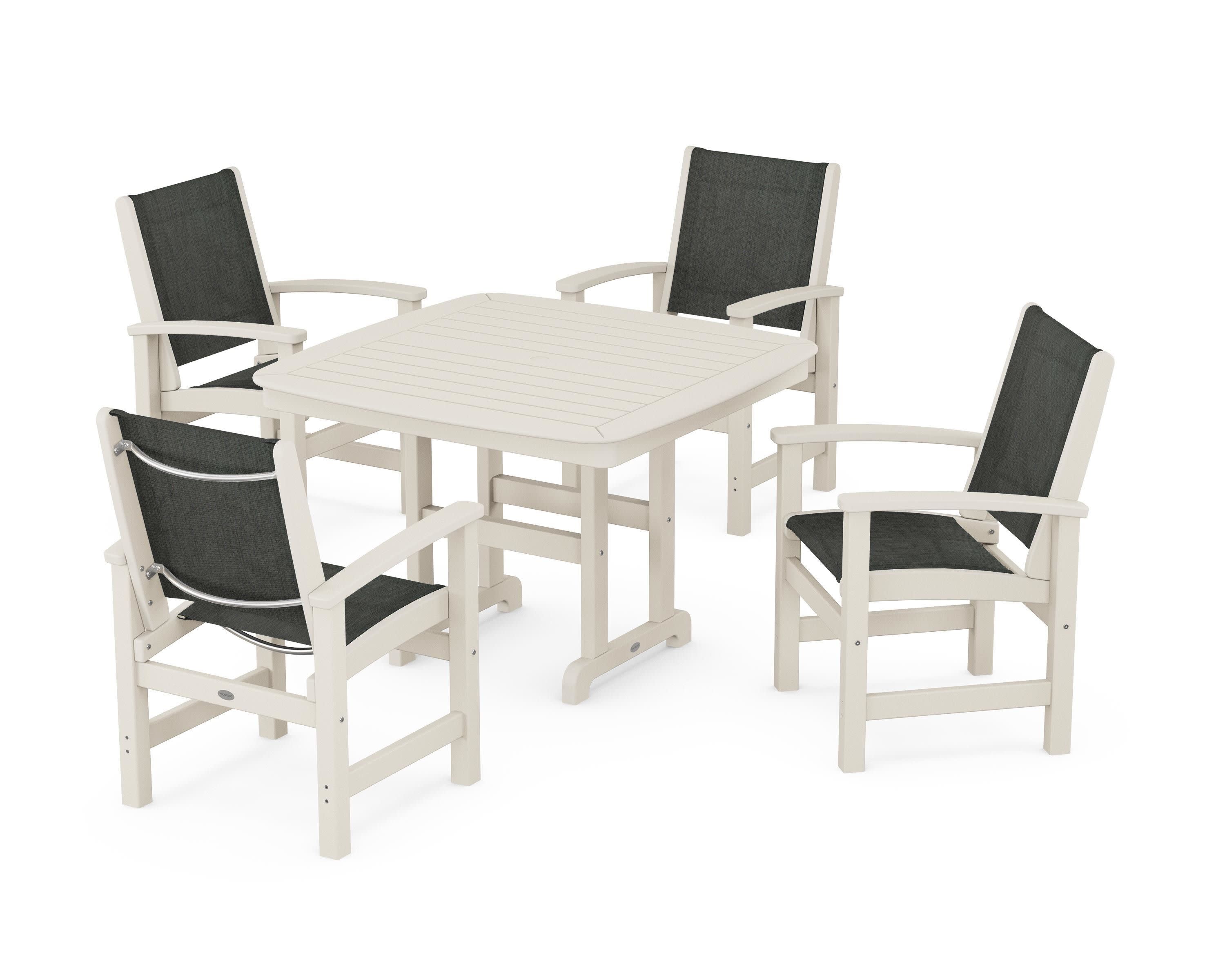 Coastal 5-Piece Dining Set in Sand / Ember Sling