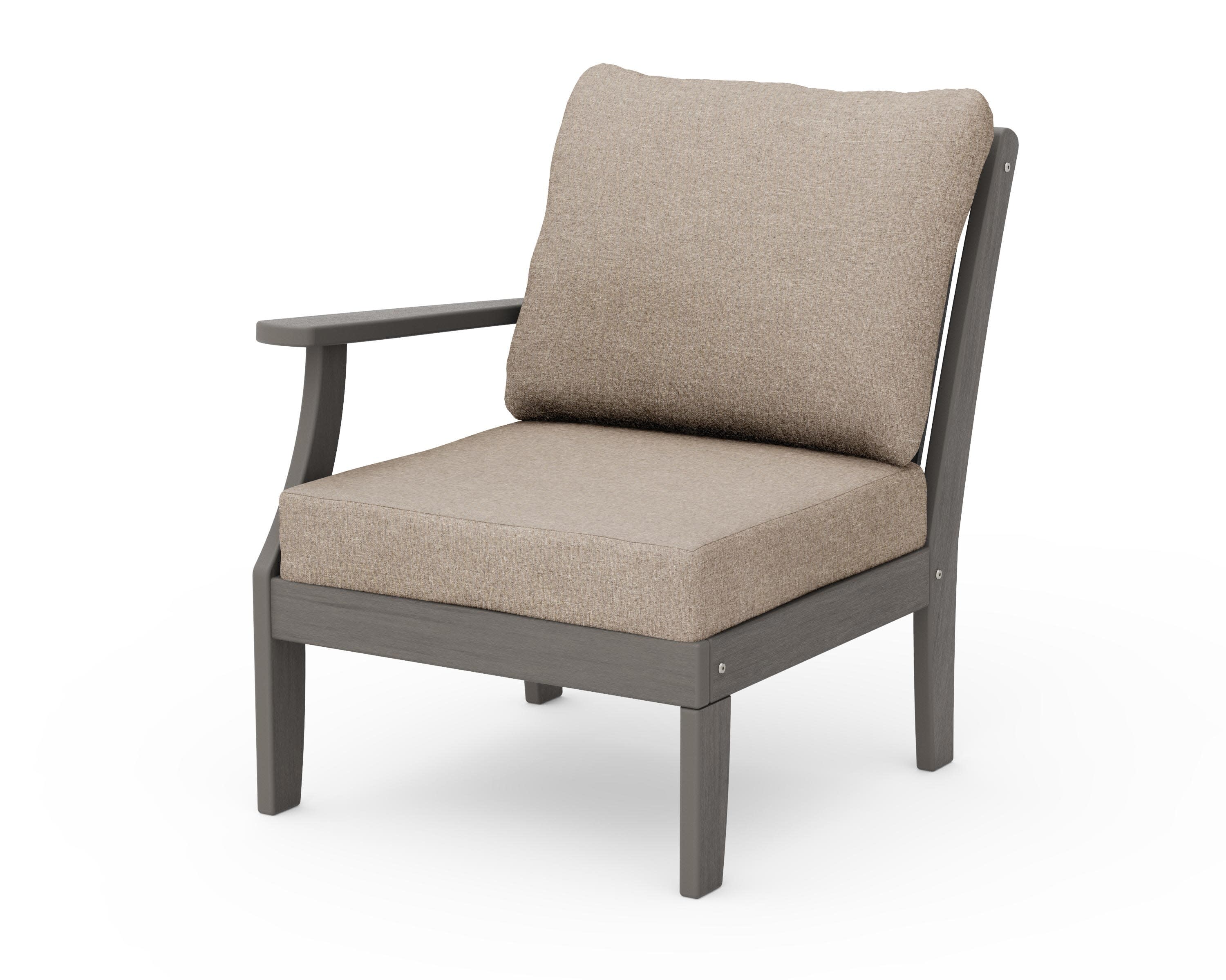 Braxton Modular Left Arm Chair in Driftwood / Spiced Burlap