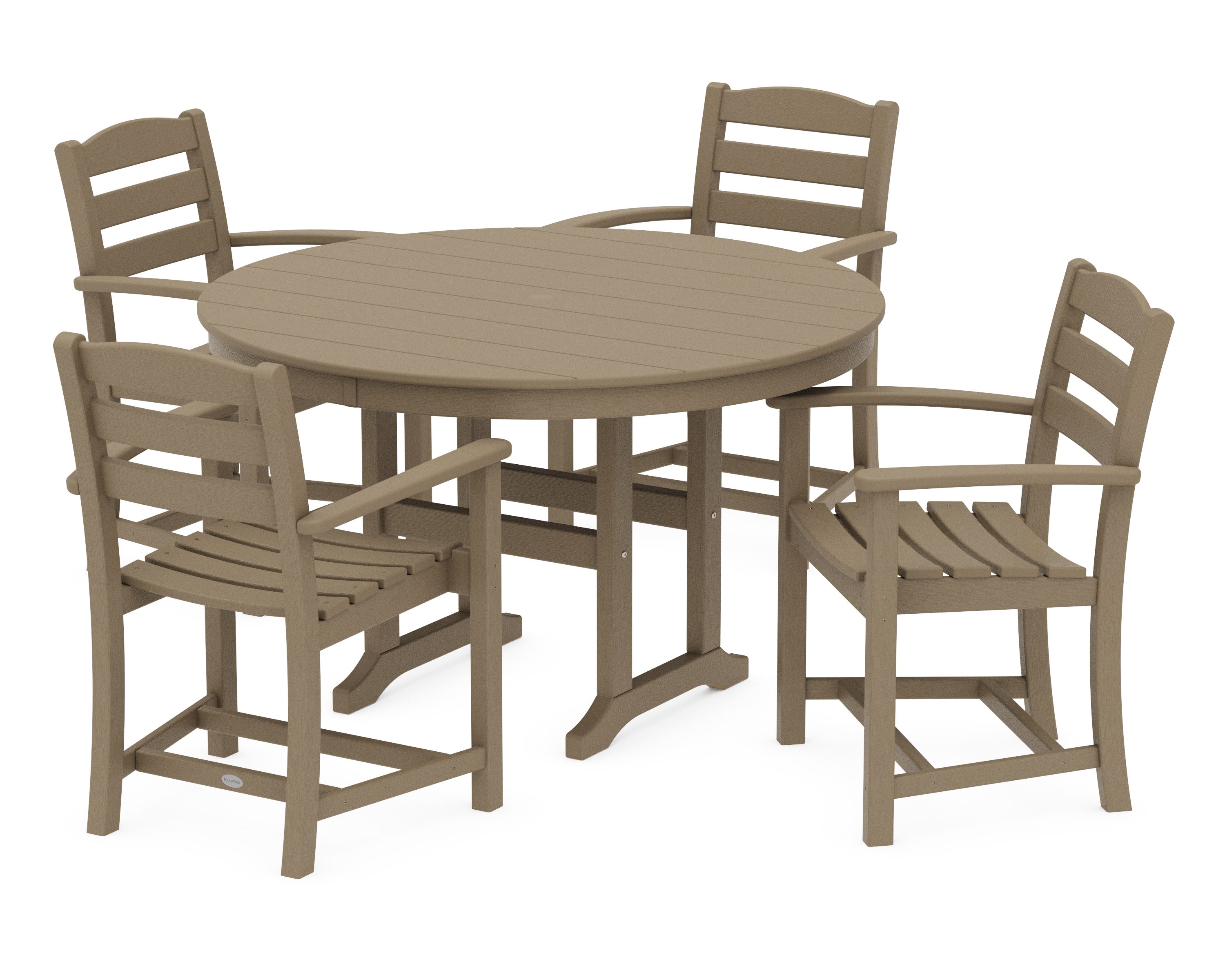 La Casa Caf 5-Piece Round Farmhouse Dining Set in Vintage Sahara