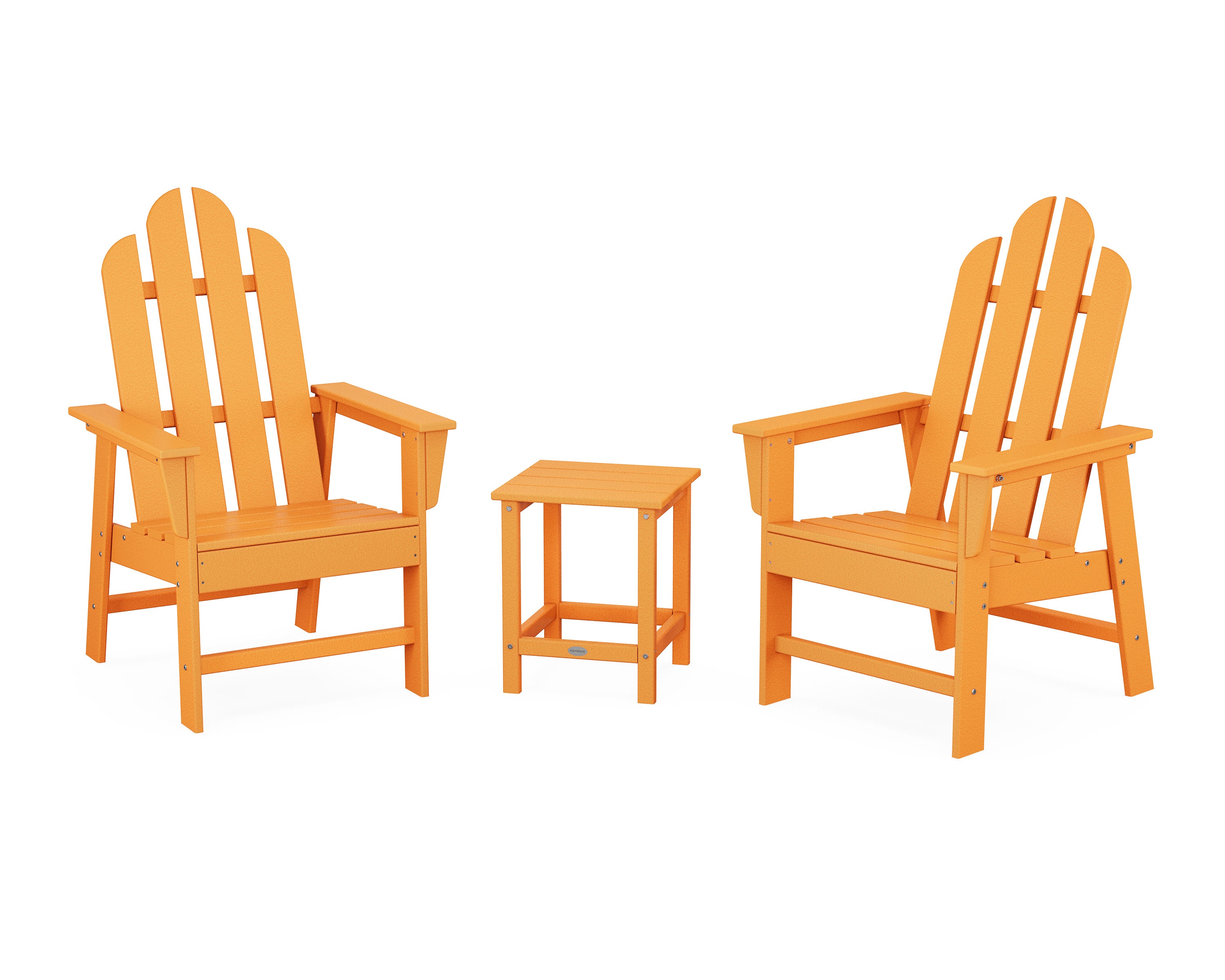 Long Island 3-Piece Upright Adirondack Chair Set in Tangerine