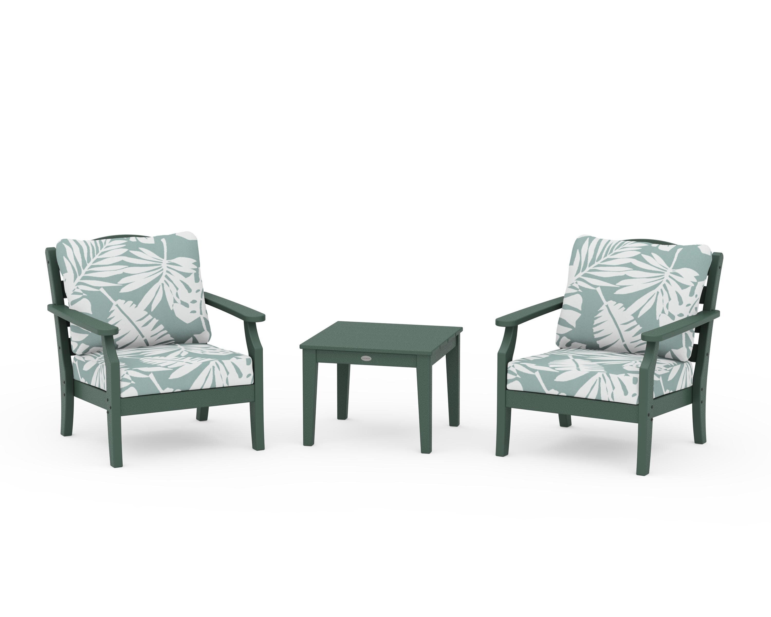 Savannah 3-Piece Deep Seating Set in Green / Leaf Glacier Spa