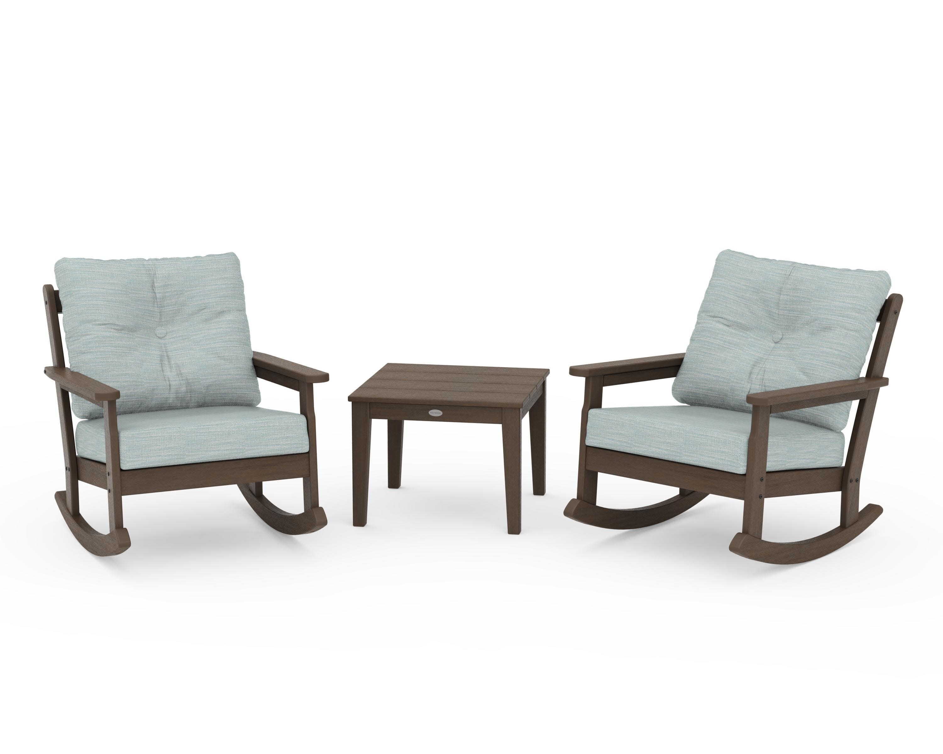 Vineyard 3-Piece Deep Seating Rocker Set in Kona / Soothe Mist