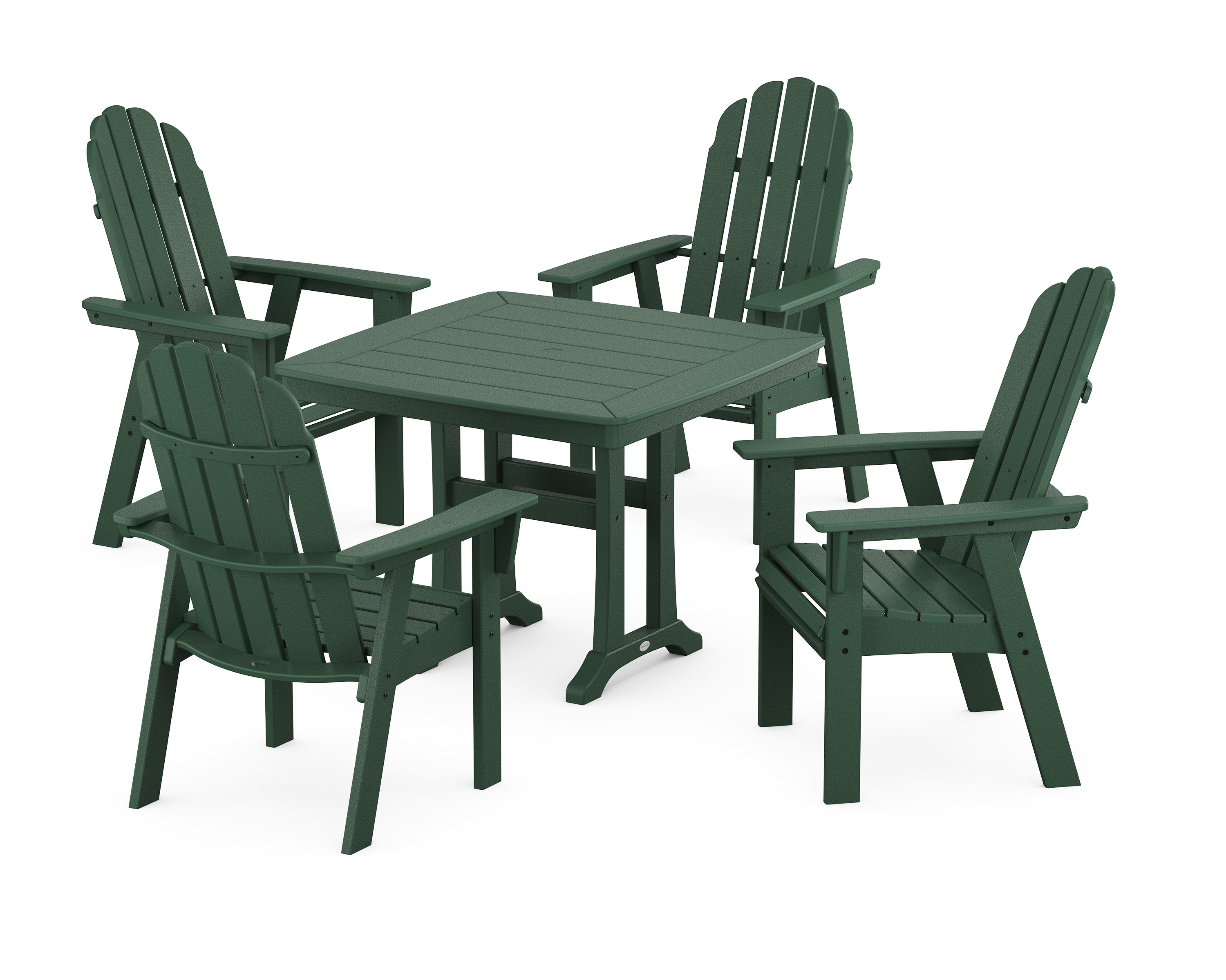 Vineyard Adirondack 5-Piece Dining Set with Trestle Legs in Green