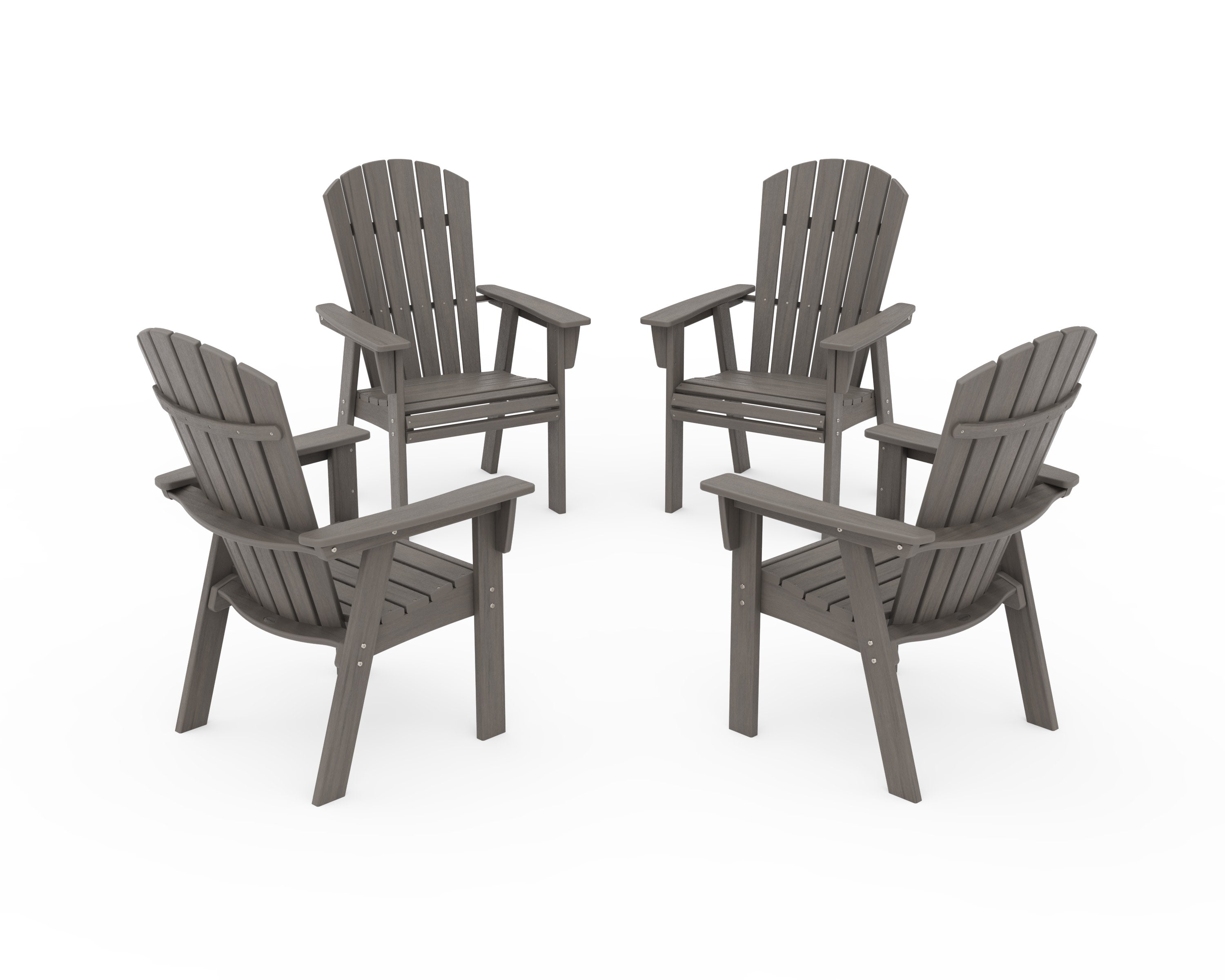 Nautical 4-Piece Curveback Upright Adirondack Conversation Set in Driftwood