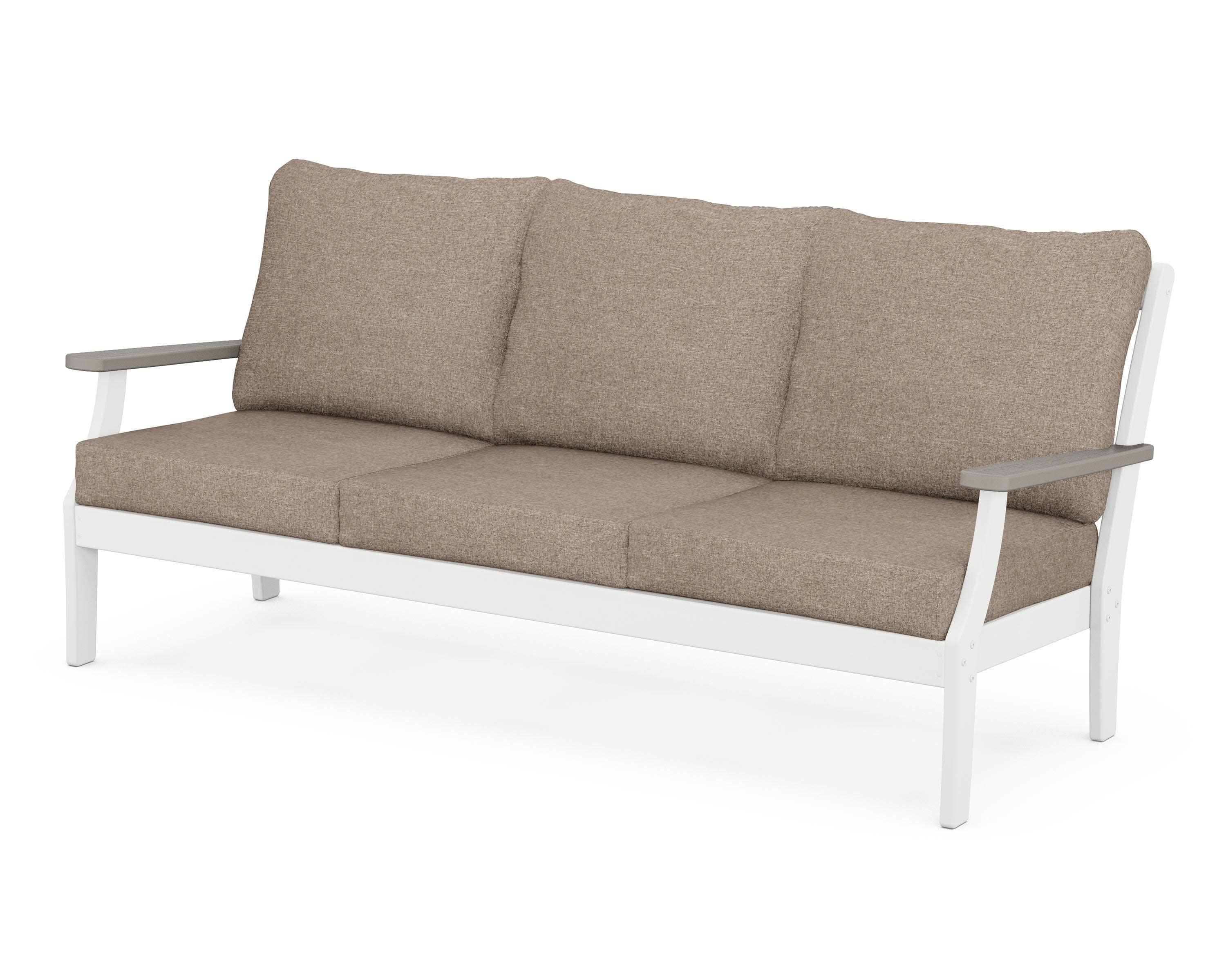 Braxton Deep Seating Sofa in White / Driftwood / Spiced Burlap