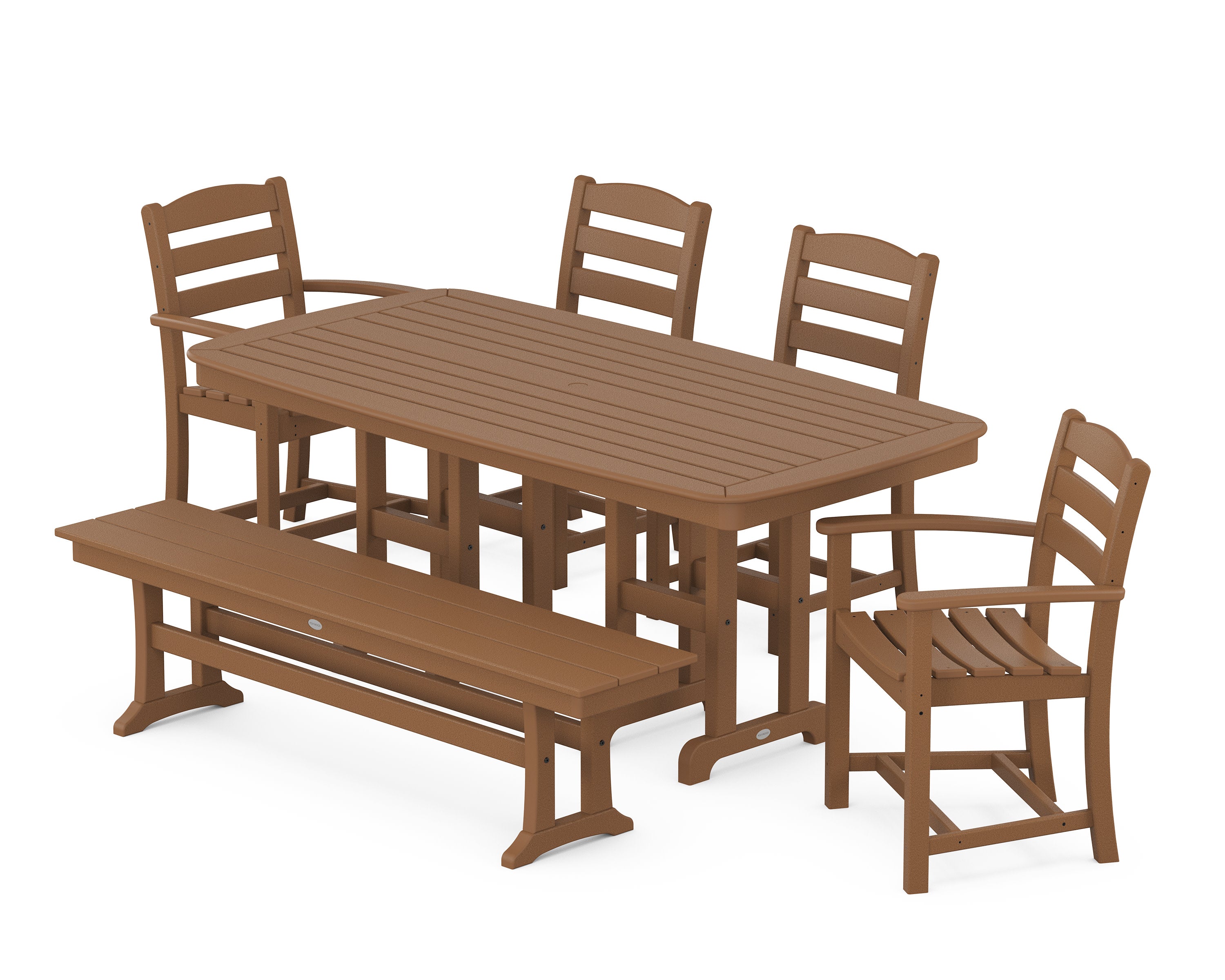 La Casa Caf 6-Piece Dining Set with Bench in Teak