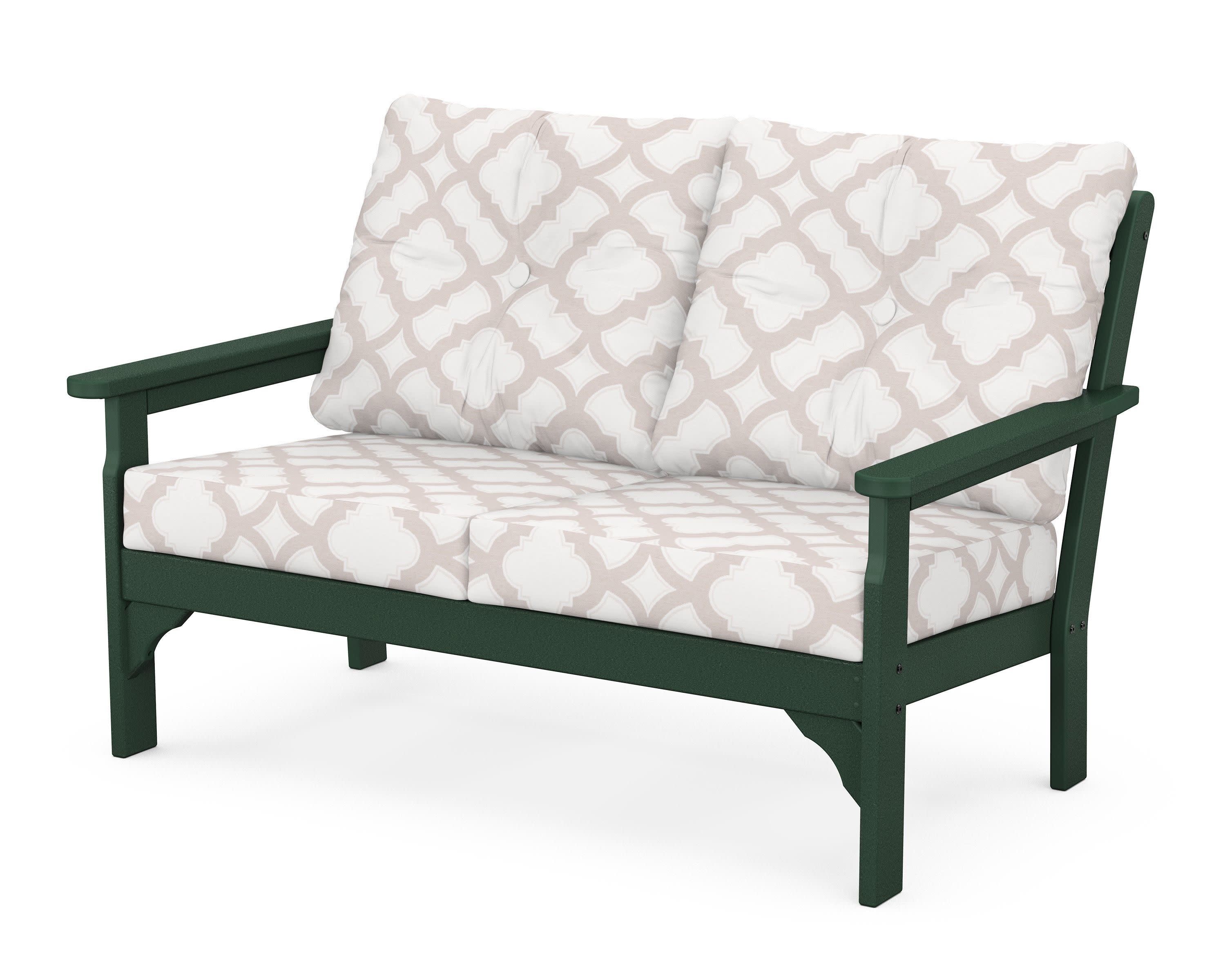 Vineyard Deep Seating Loveseat in Green / Trellis Dune Burlap