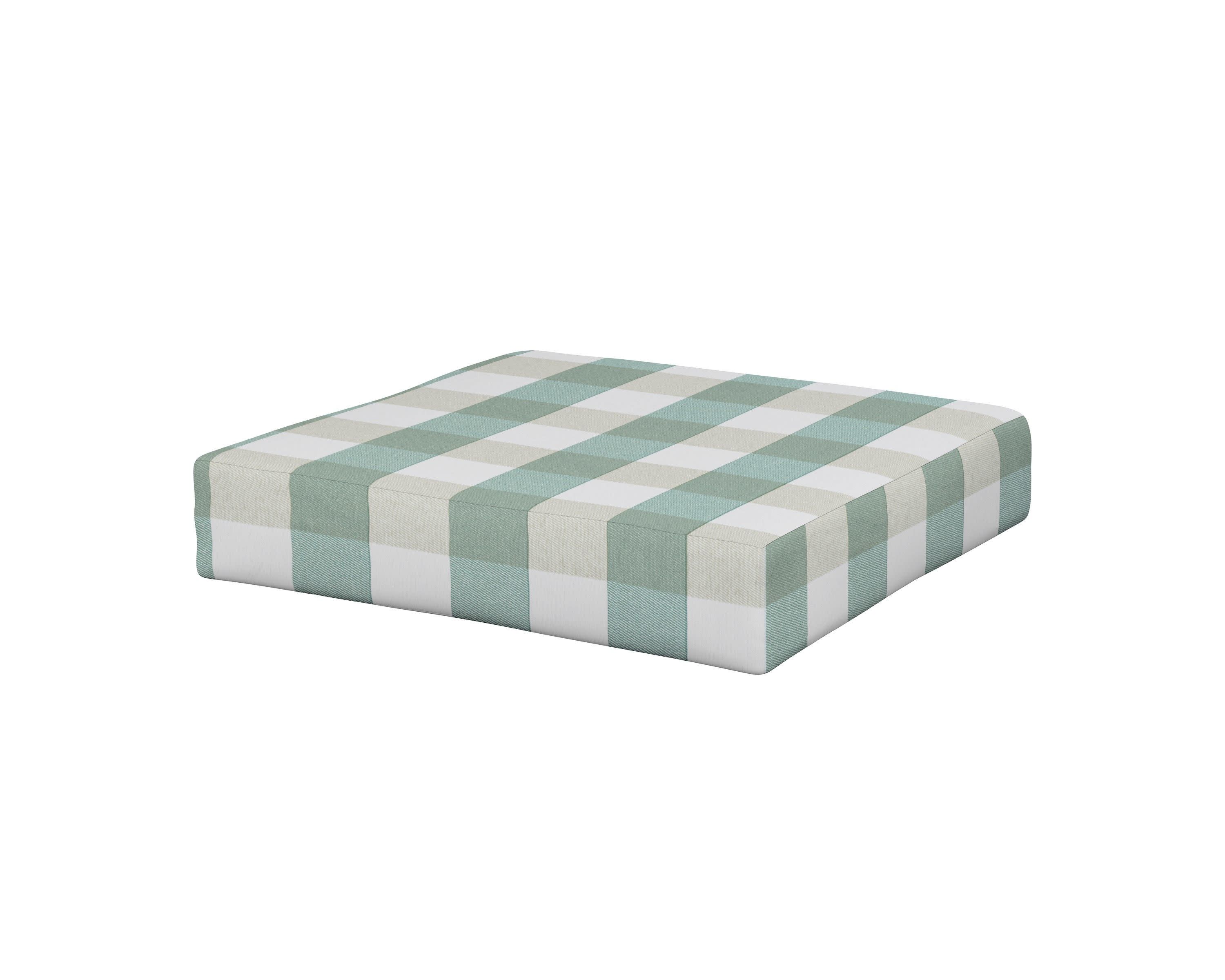 Vineyard Ottoman Cushion in Buffalo Plaid Glacier Spa