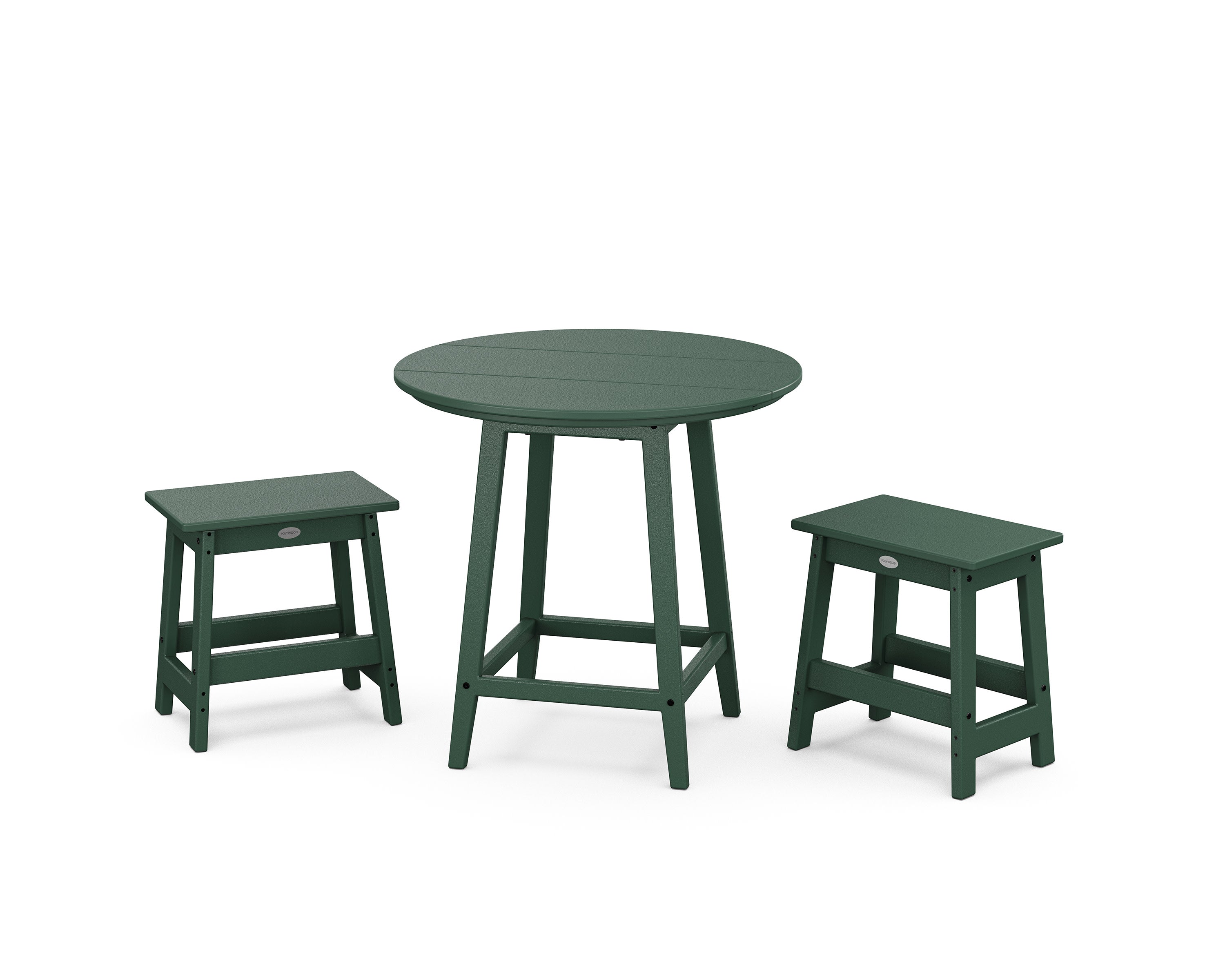 Modern Studio Stool 3-Piece Round Bistro Set in Green
