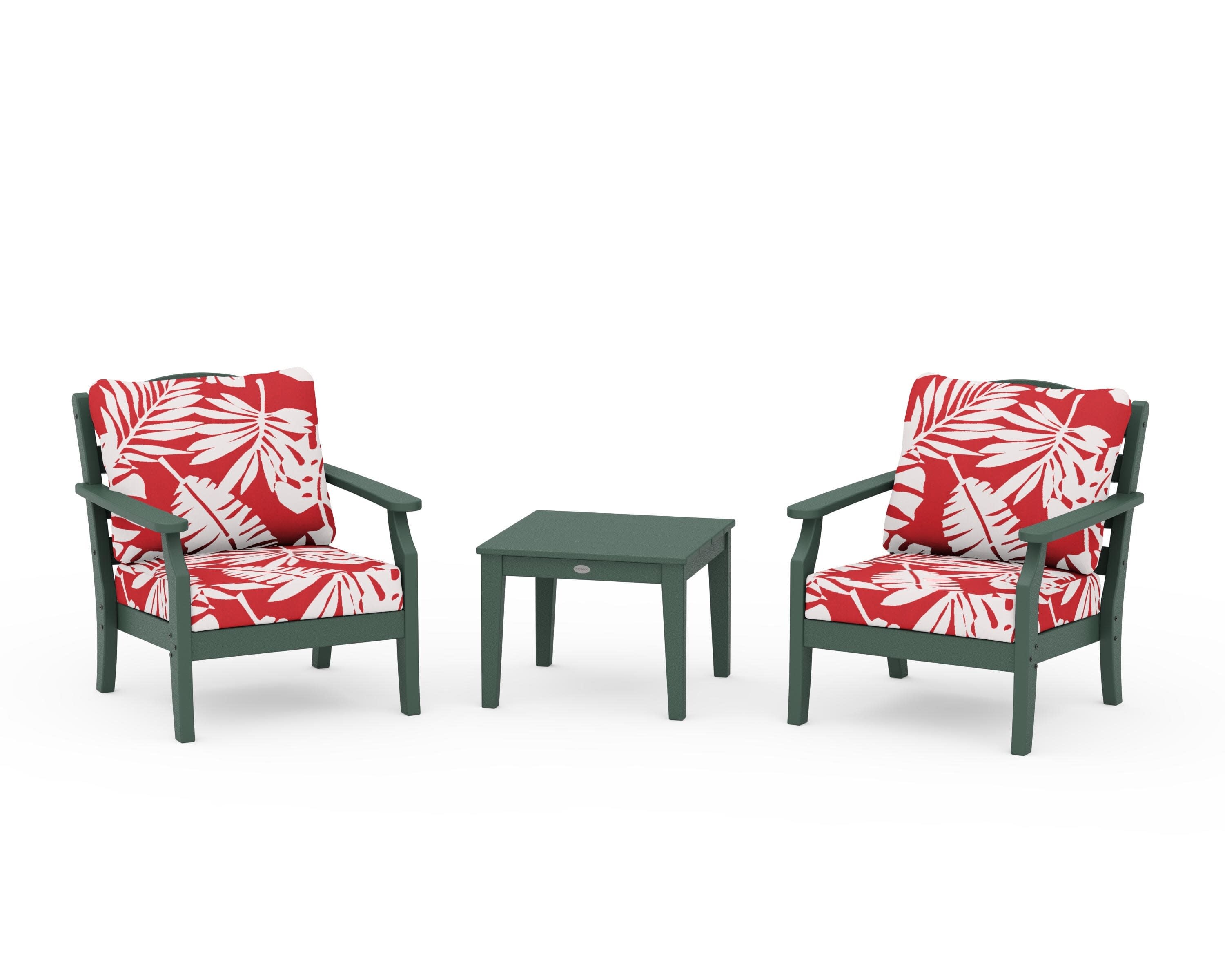 Savannah 3-Piece Deep Seating Set in Green / Leaf Crimson