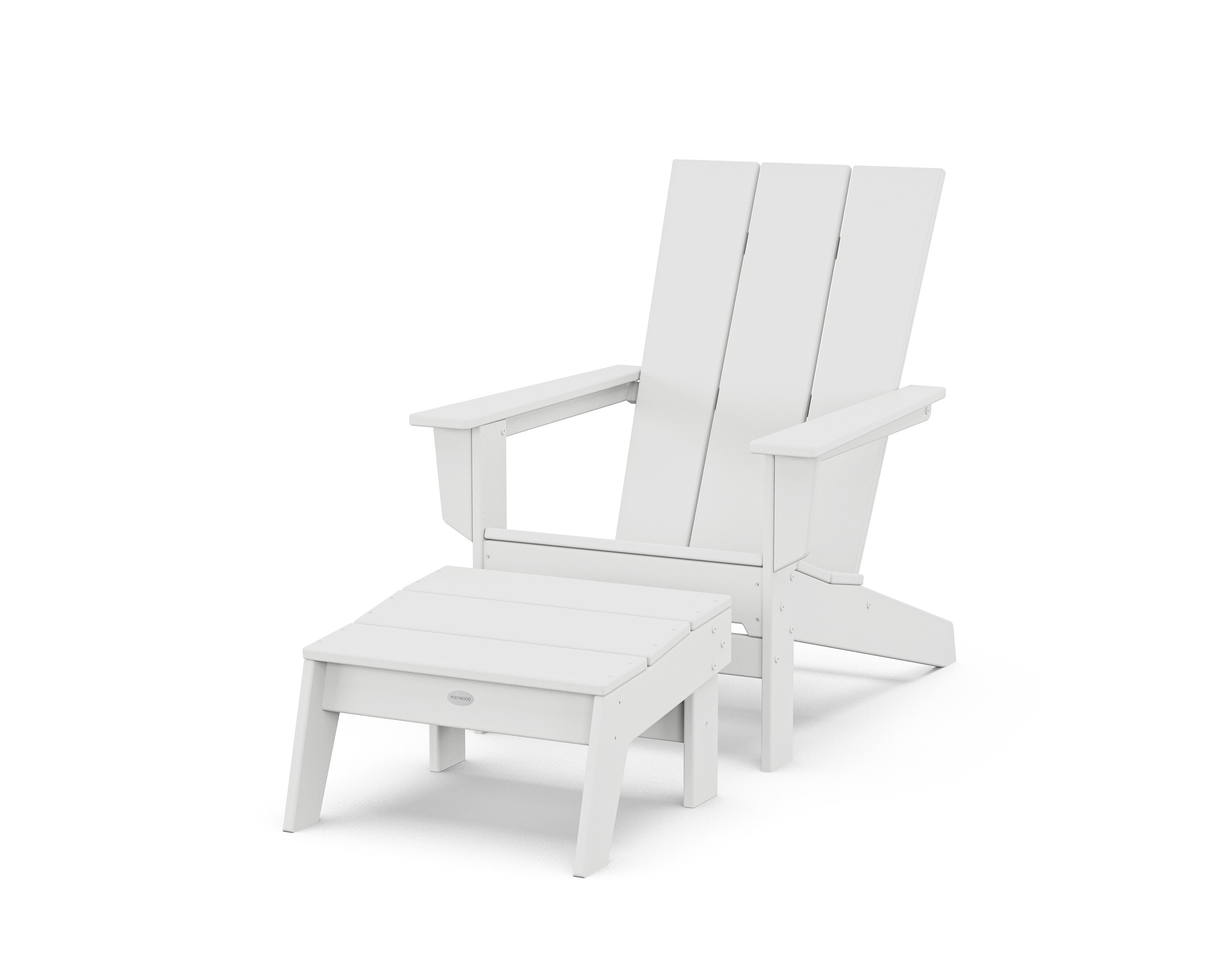 Modern Studio Adirondack Chair with Ottoman in White