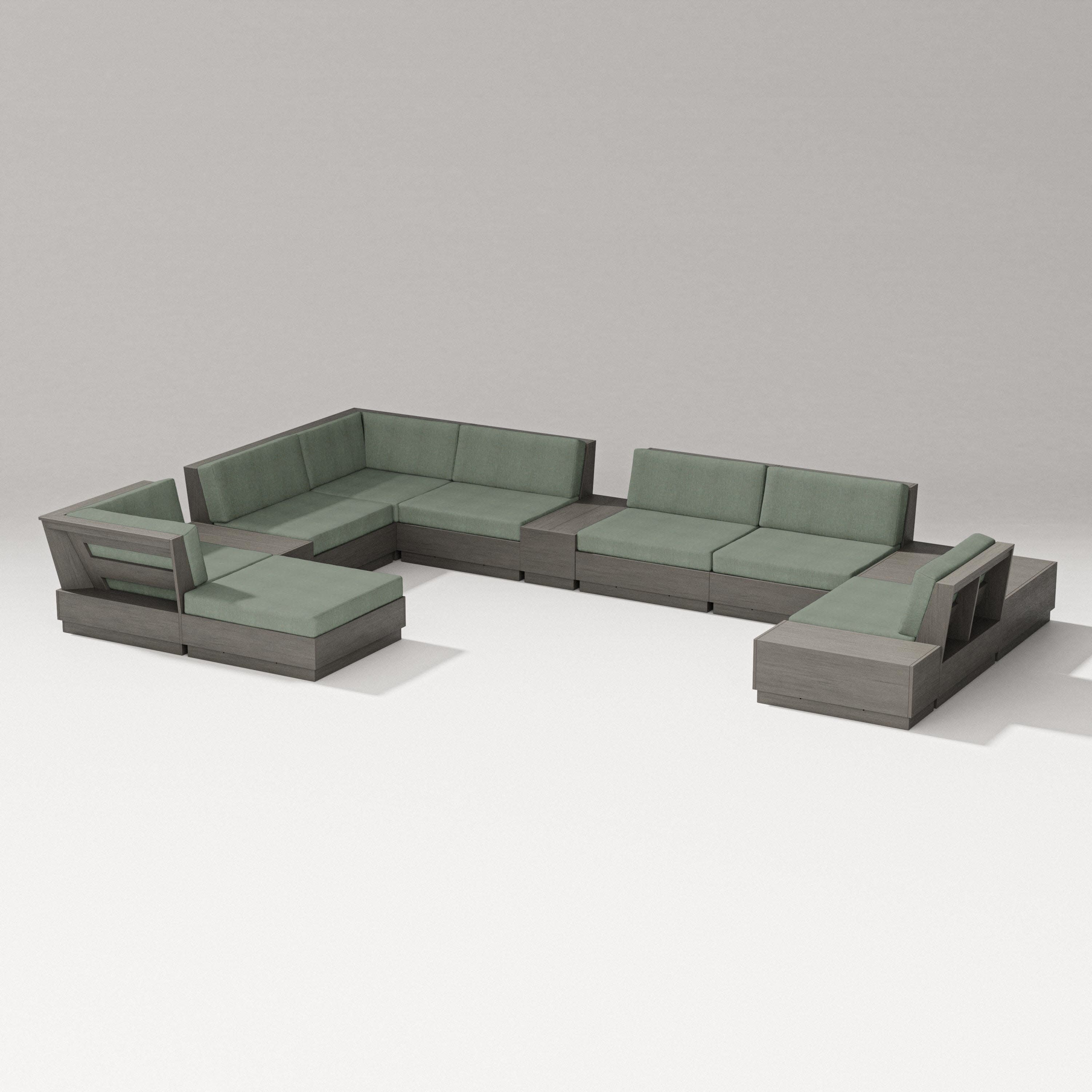 Elevate 12-Piece Conversation Sectional Set in Driftwood / Cast Sage