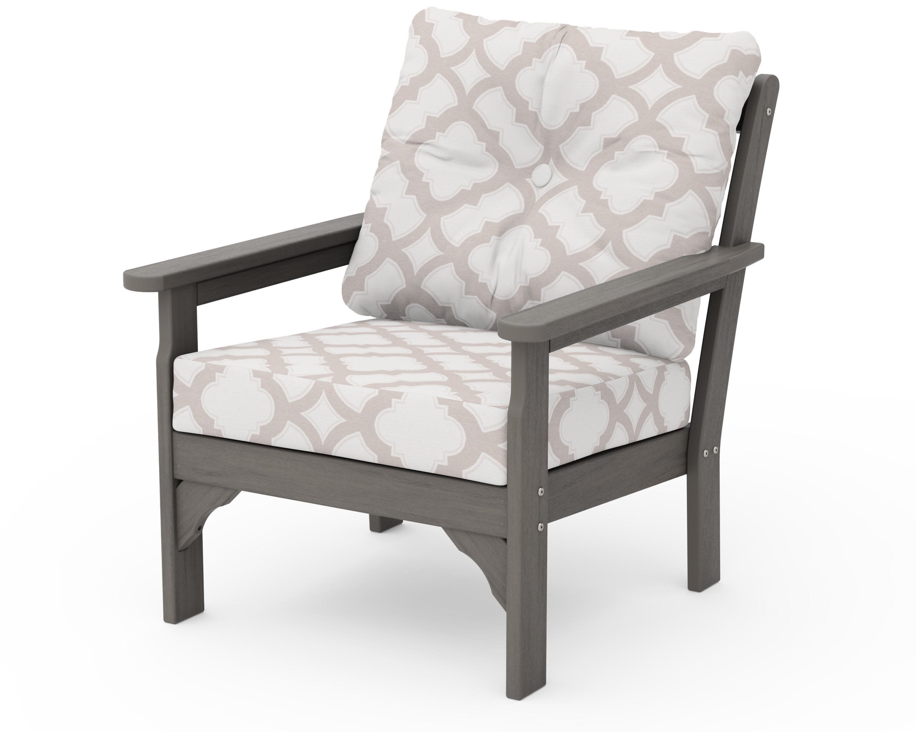 Vineyard Deep Seating Chair in Driftwood / Trellis Dune Burlap