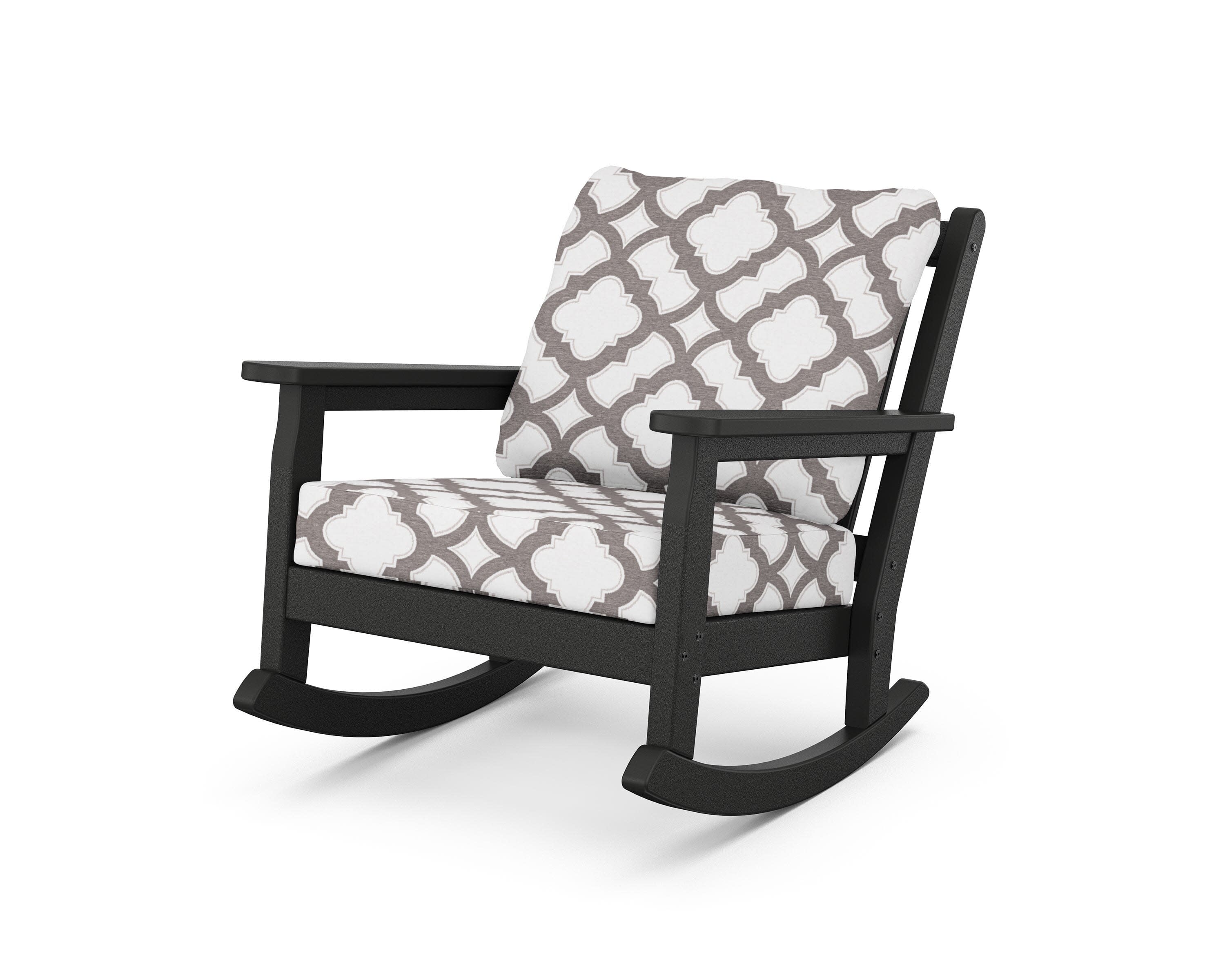 Chippendale Deep Seating Rocking Chair in Black / Trellis Grey Mist