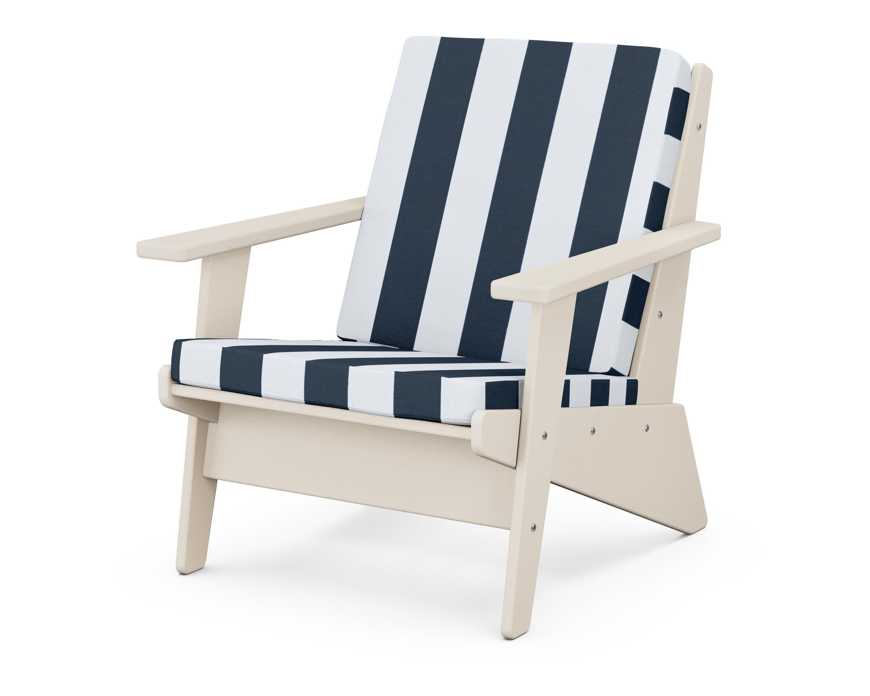Riviera Modern Lounge Chair in Sand / Cabana Stripe Marine Indigo