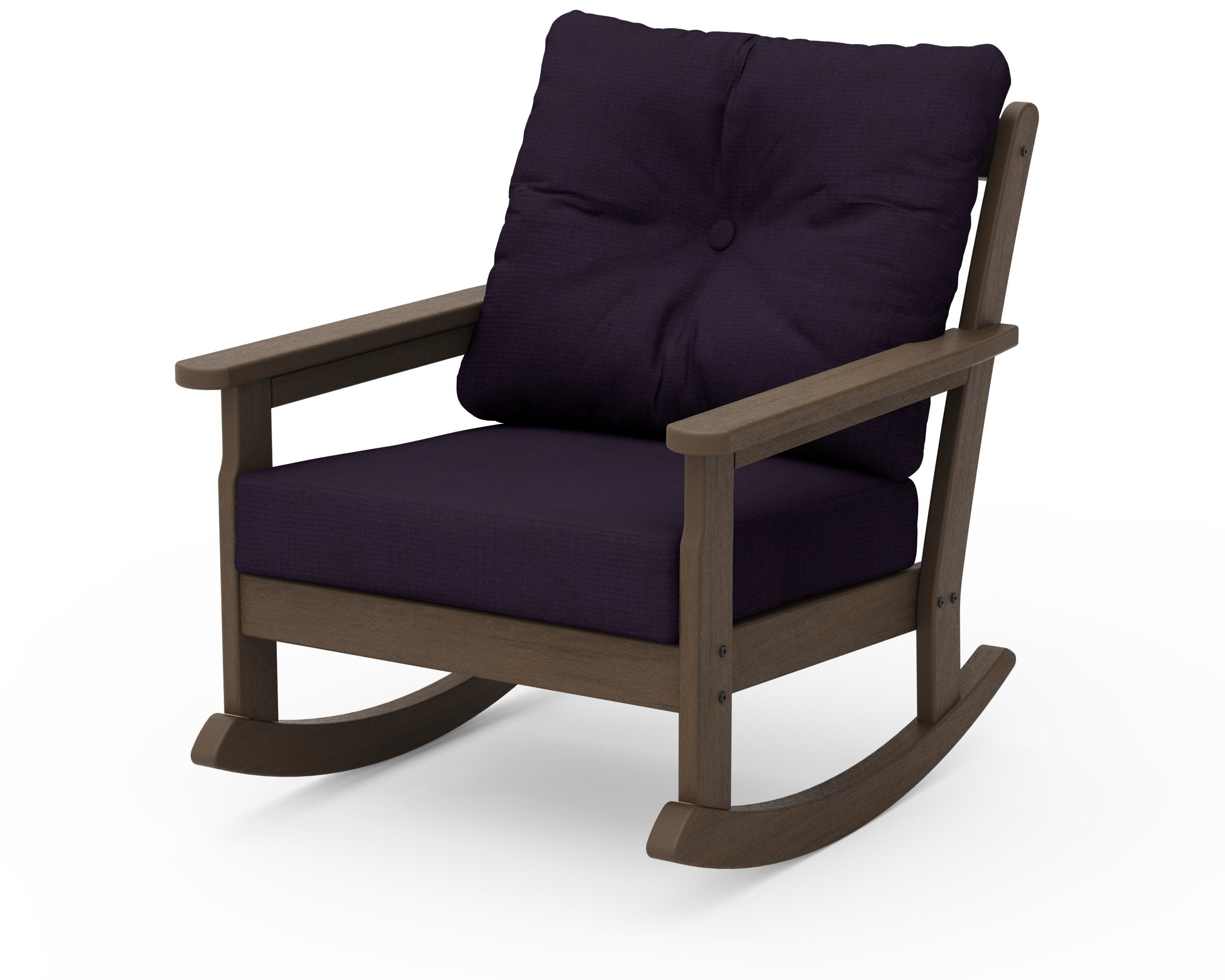 Vineyard Deep Seating Rocking Chair in Kona / Navy Linen
