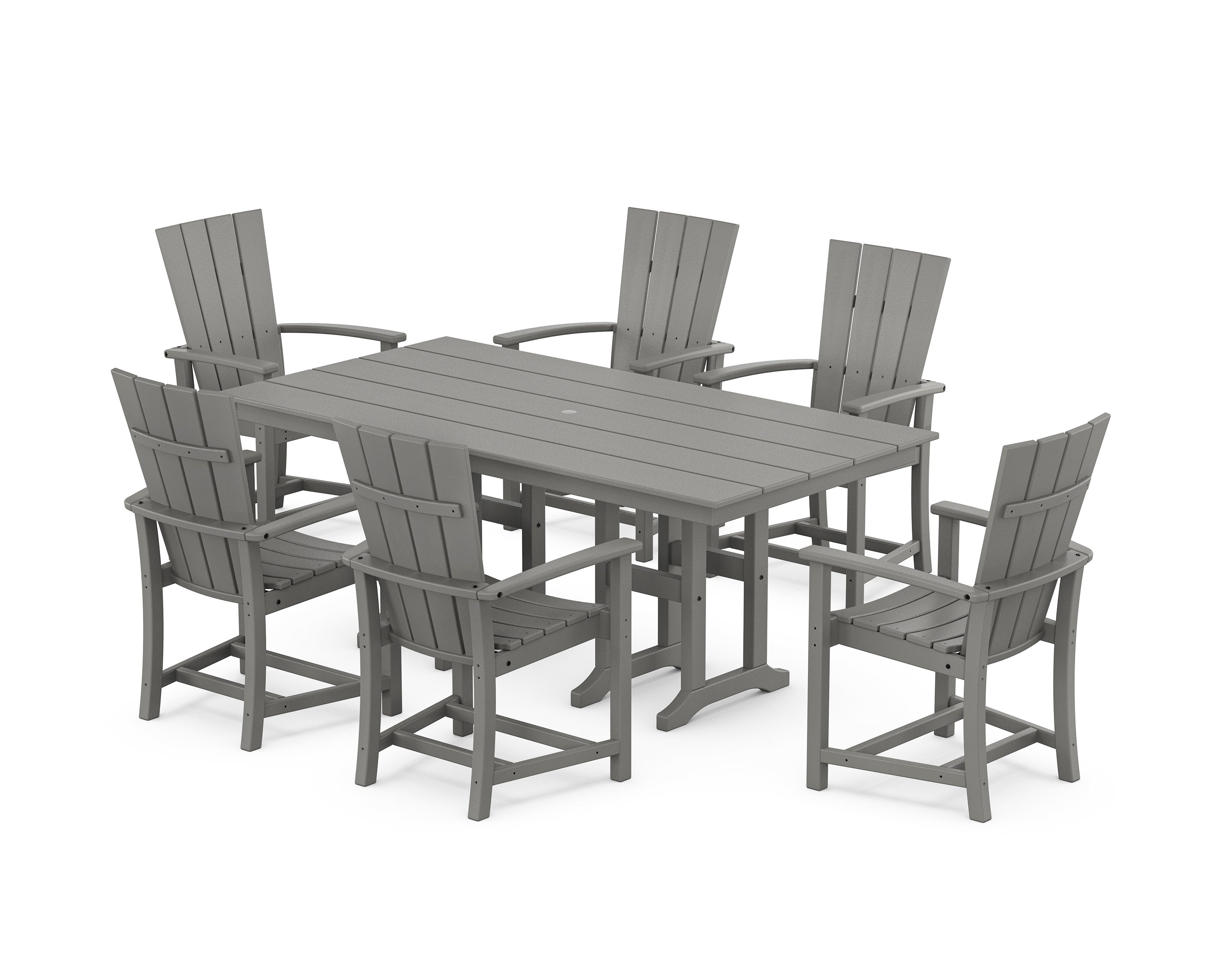 Quattro 7-Piece Farmhouse Dining Set in Slate Grey