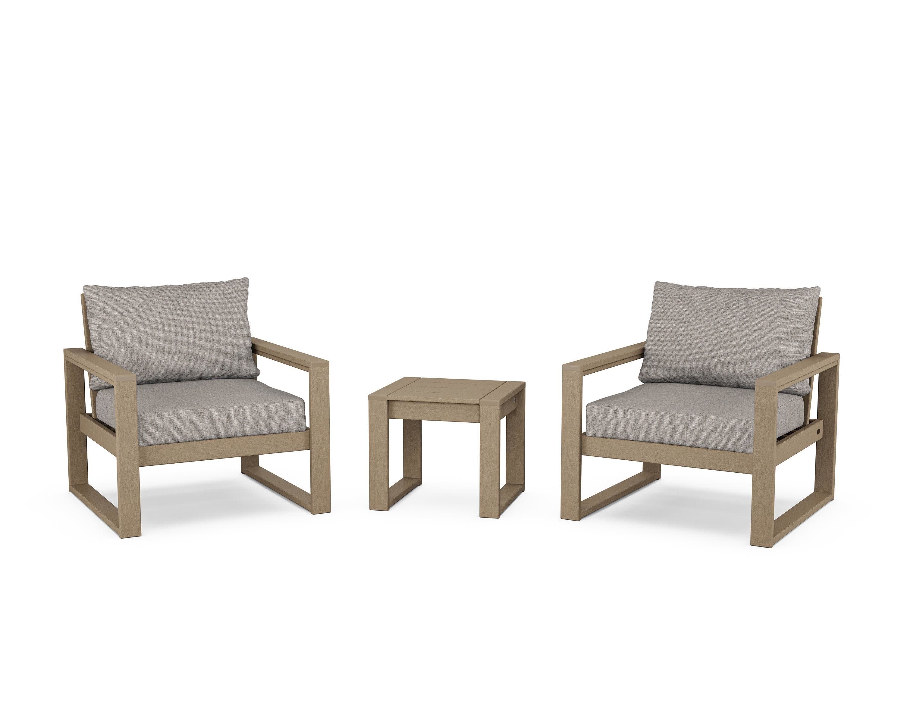 EDGE Sectional 3-Piece Deep Seating Set in Vintage Sahara / Weathered Tweed
