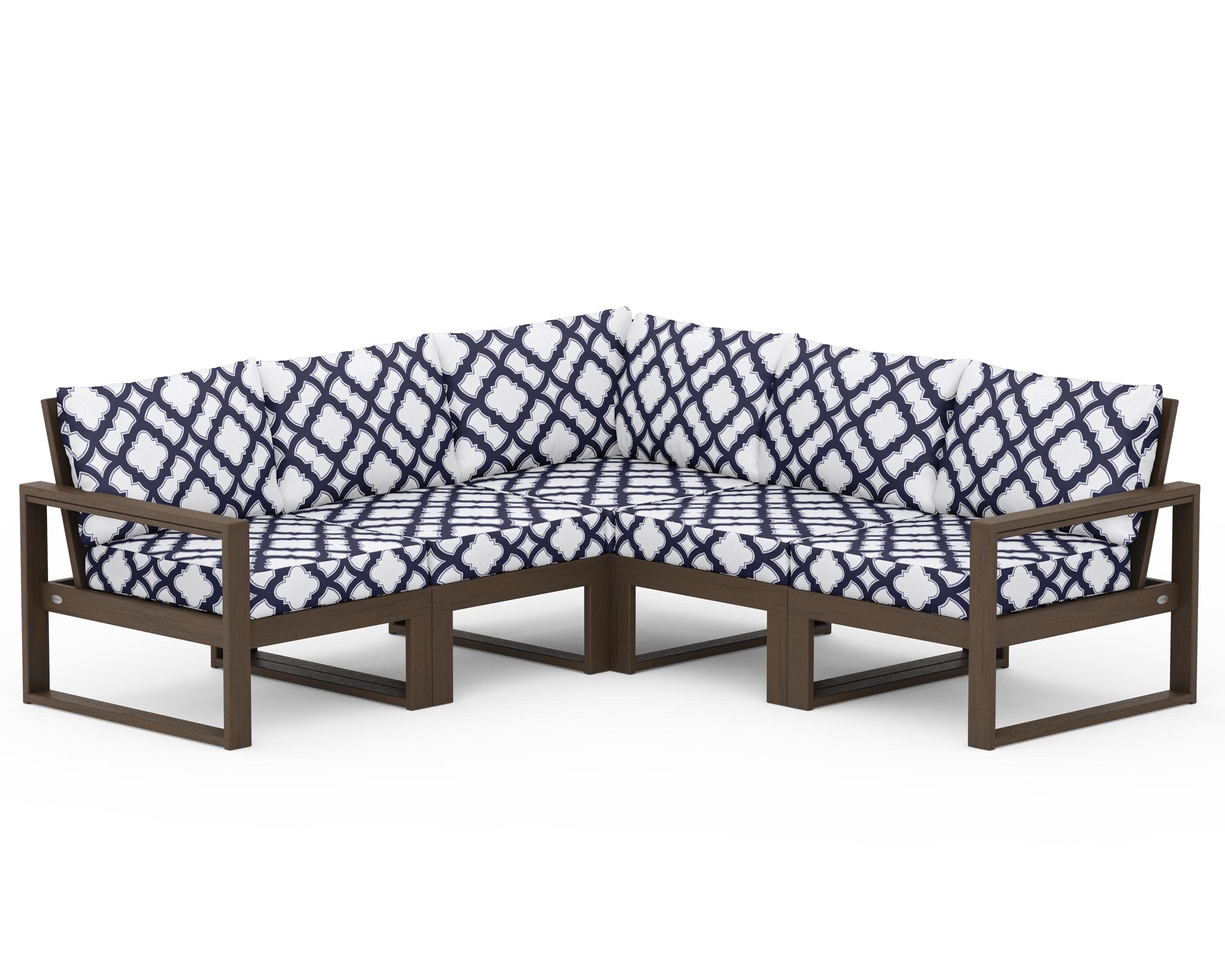EDGE 5-Piece Modular Deep Seating Set in Kona / Trellis Navy