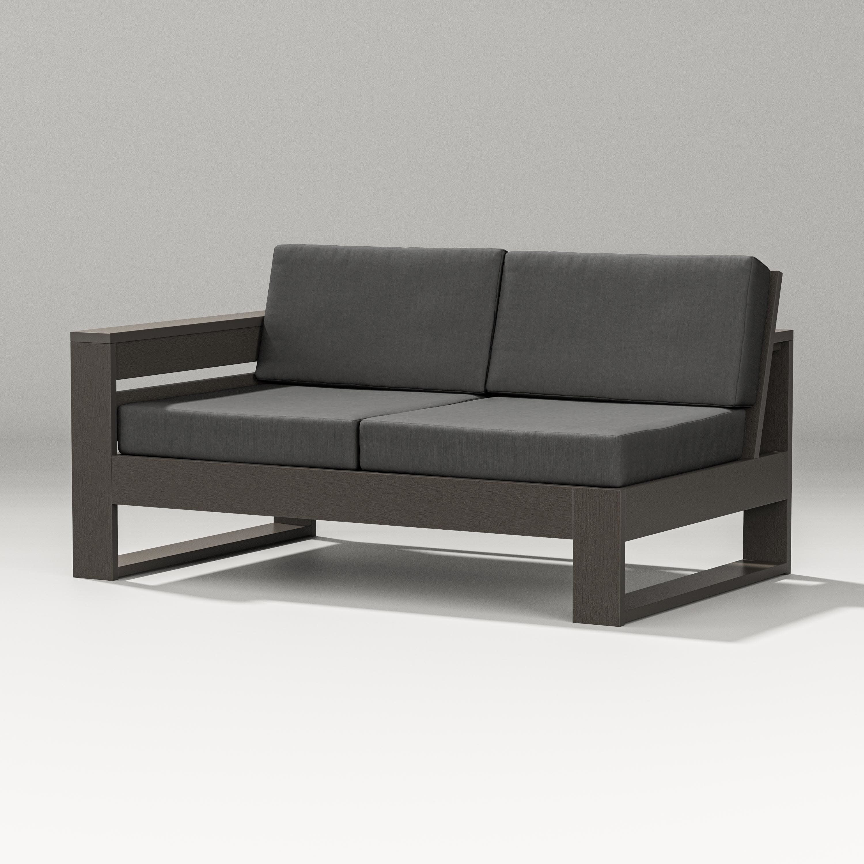 Latitude Modular Left Arm Loveseat in Vintage Coffee / Spectrum Carbon