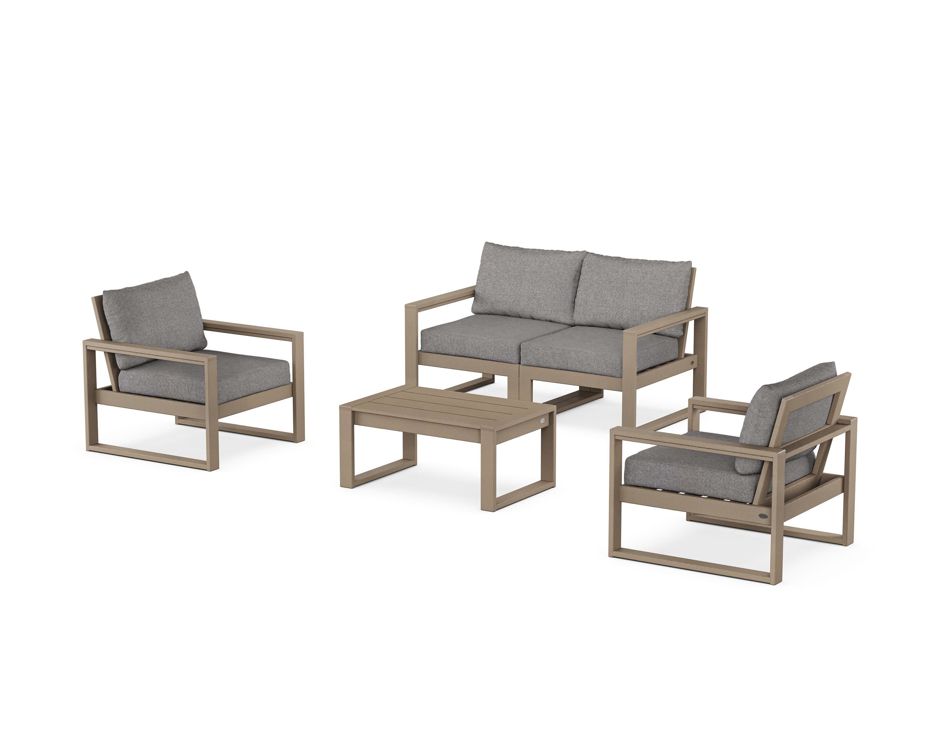EDGE Sectional 4-Piece Deep Seating Set with Loveseat in Vintage Sahara / Grey Mist