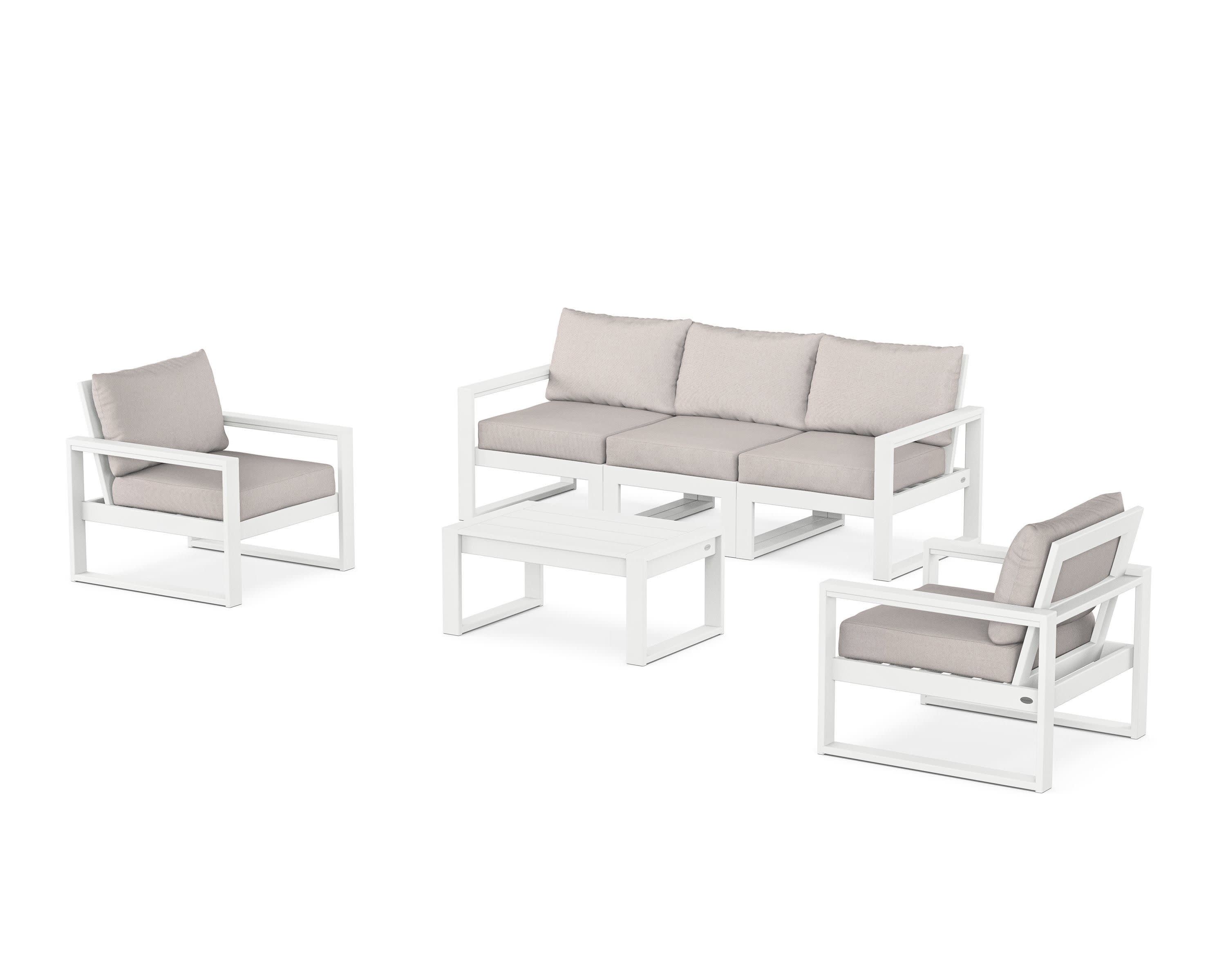 EDGE Sectional 4-Piece Deep Seating Set with Sofa in White / Dune Burlap