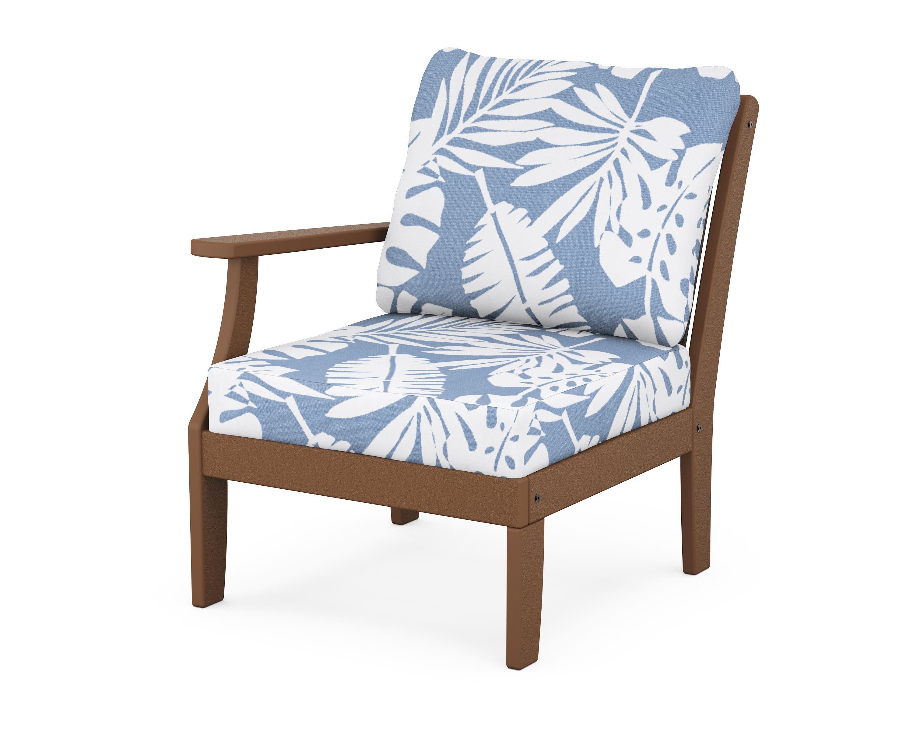 Braxton Modular Left Arm Chair in Teak / Leaf Sky Blue