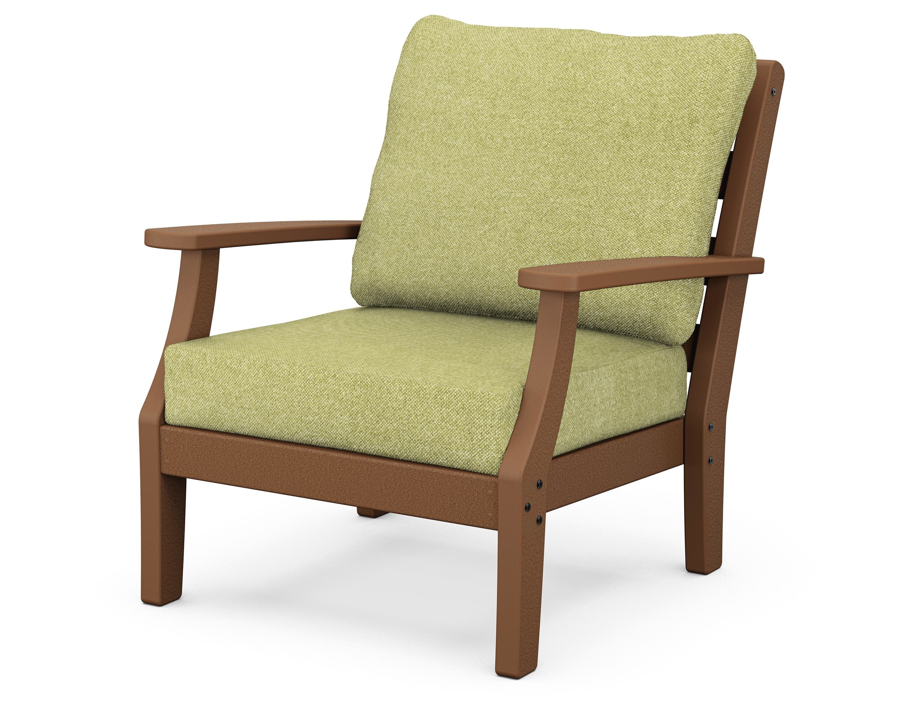 Chesapeake Deep Seating Chair in Teak / Chartreuse Boucle
