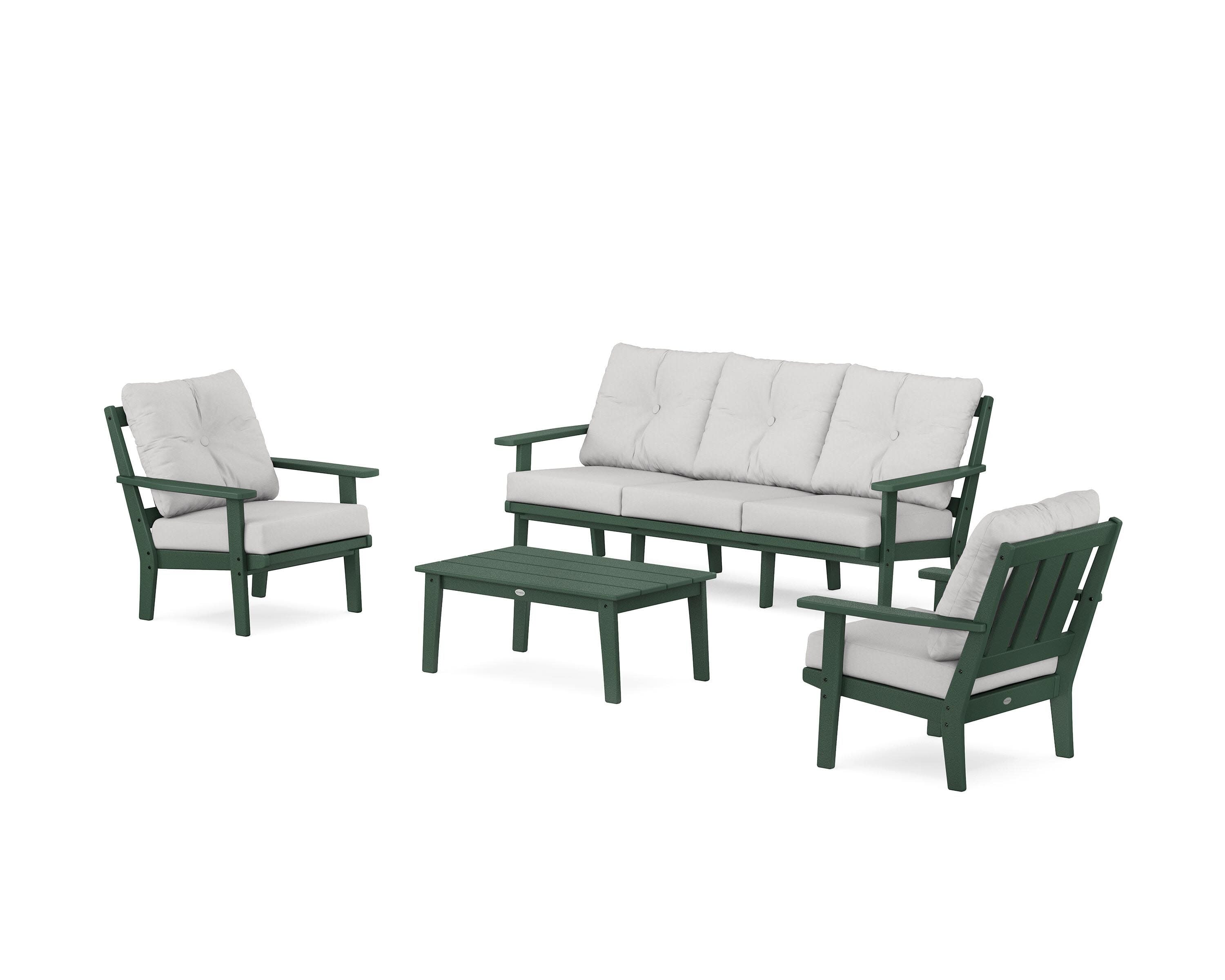 Oxford 4-Piece Deep Seating Set with Sofa in Green / Diamond in the Rough