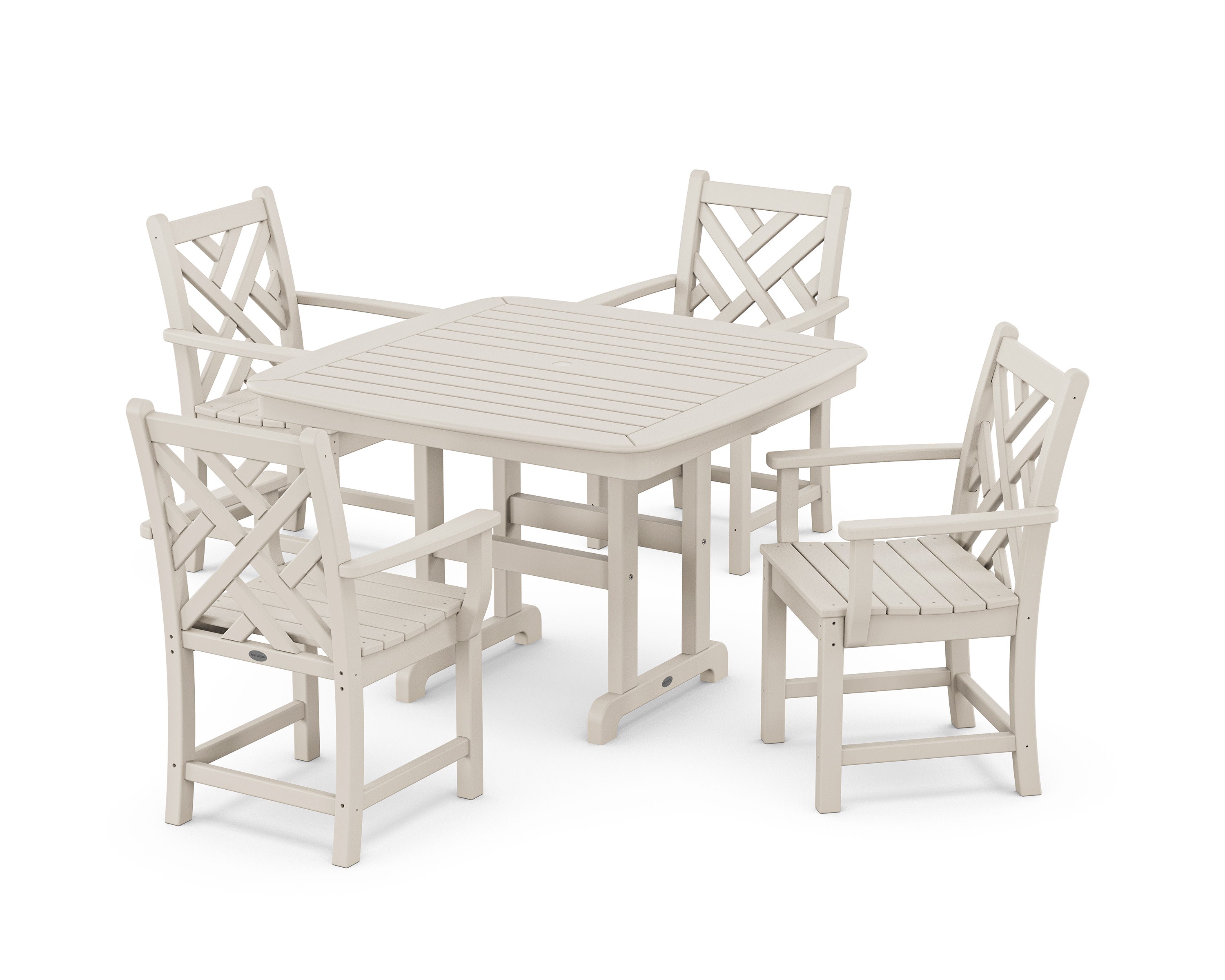 Chippendale 5-Piece Dining Set with Trestle Legs in Sand