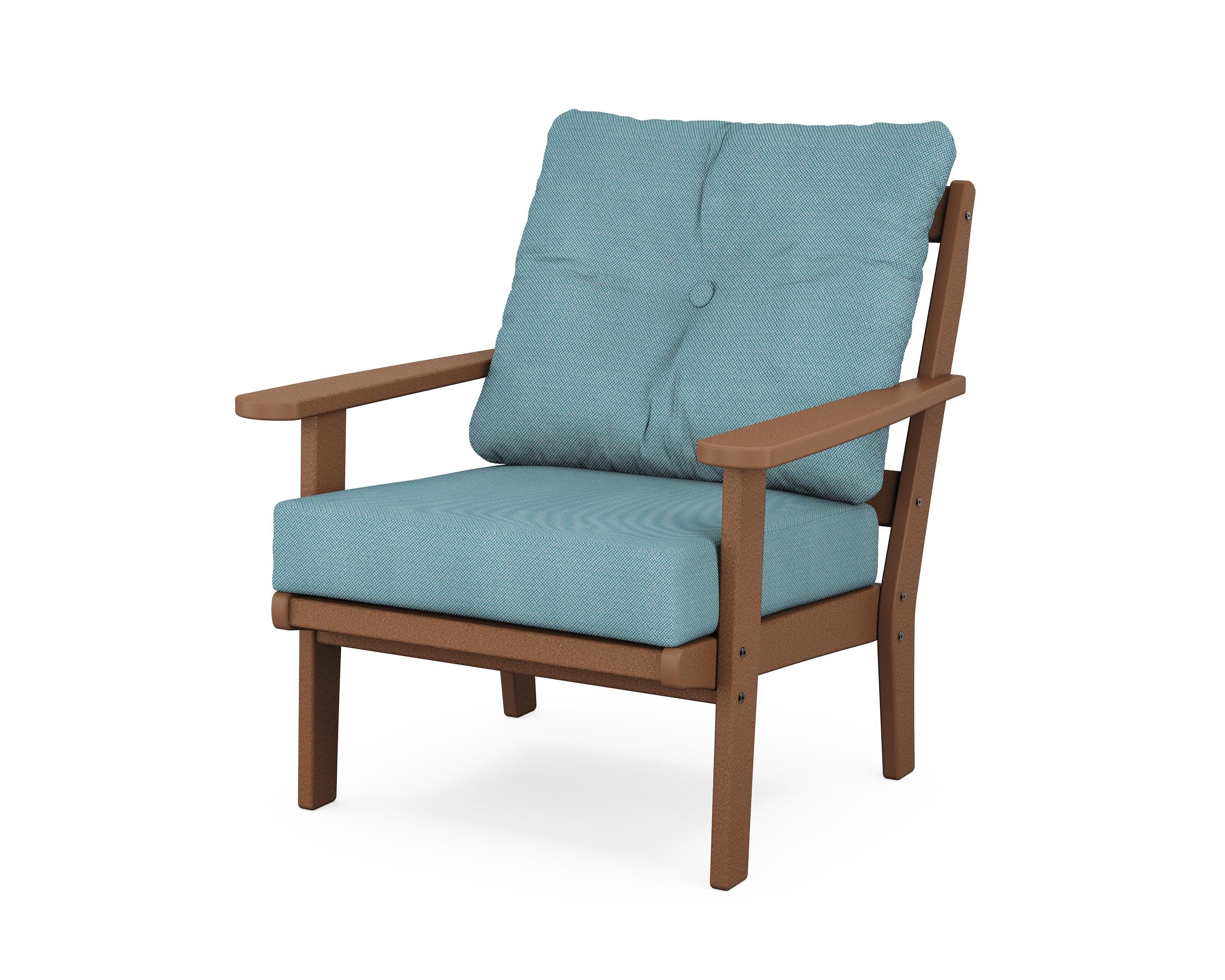 Mission Deep Seating Chair in Teak / Lattice Sky Blue