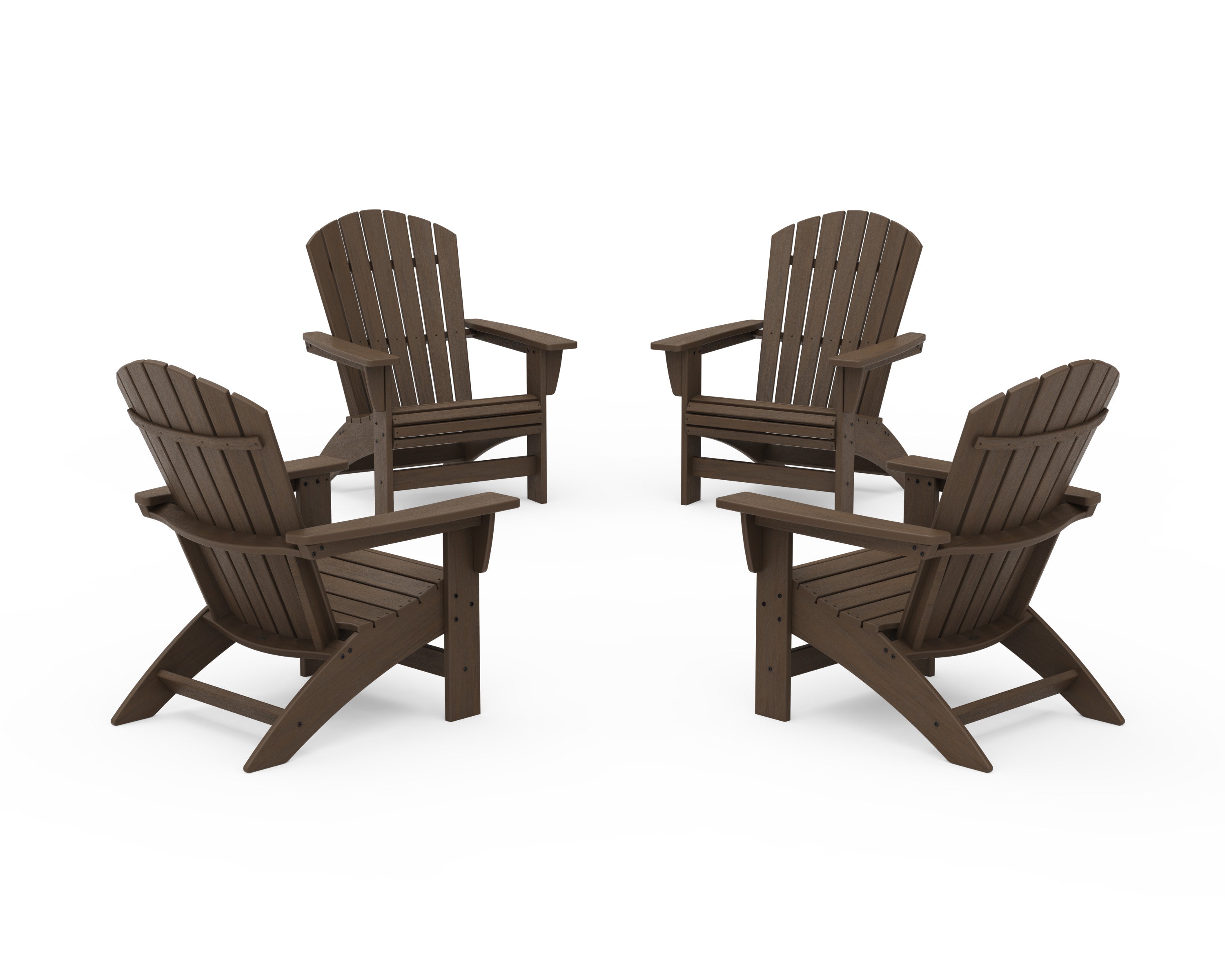 4-Piece Nautical Grand Adirondack Chair Conversation Set in Kona