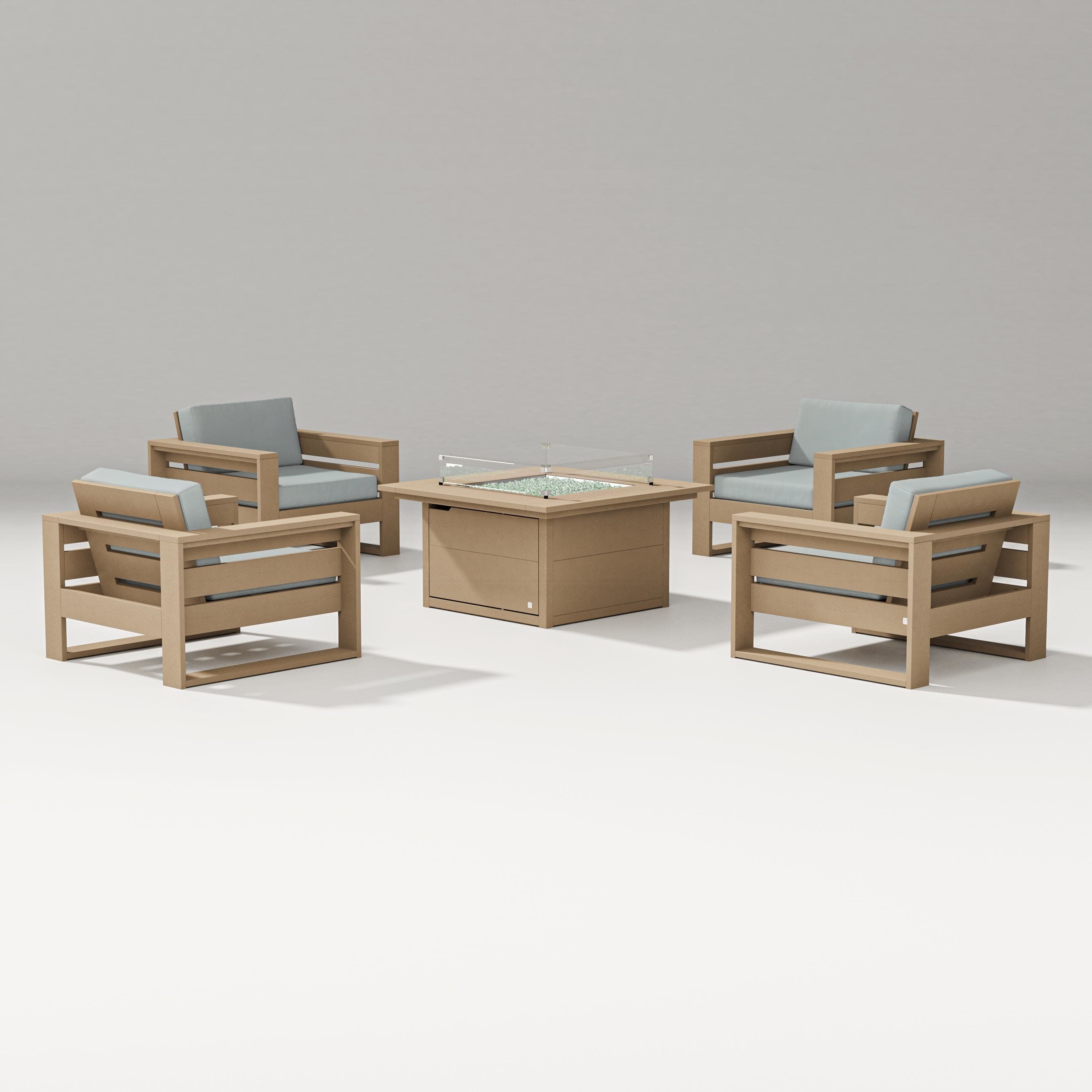 Latitude 5-Piece Lounge Fire Table Set in Vintage Sahara / Spa