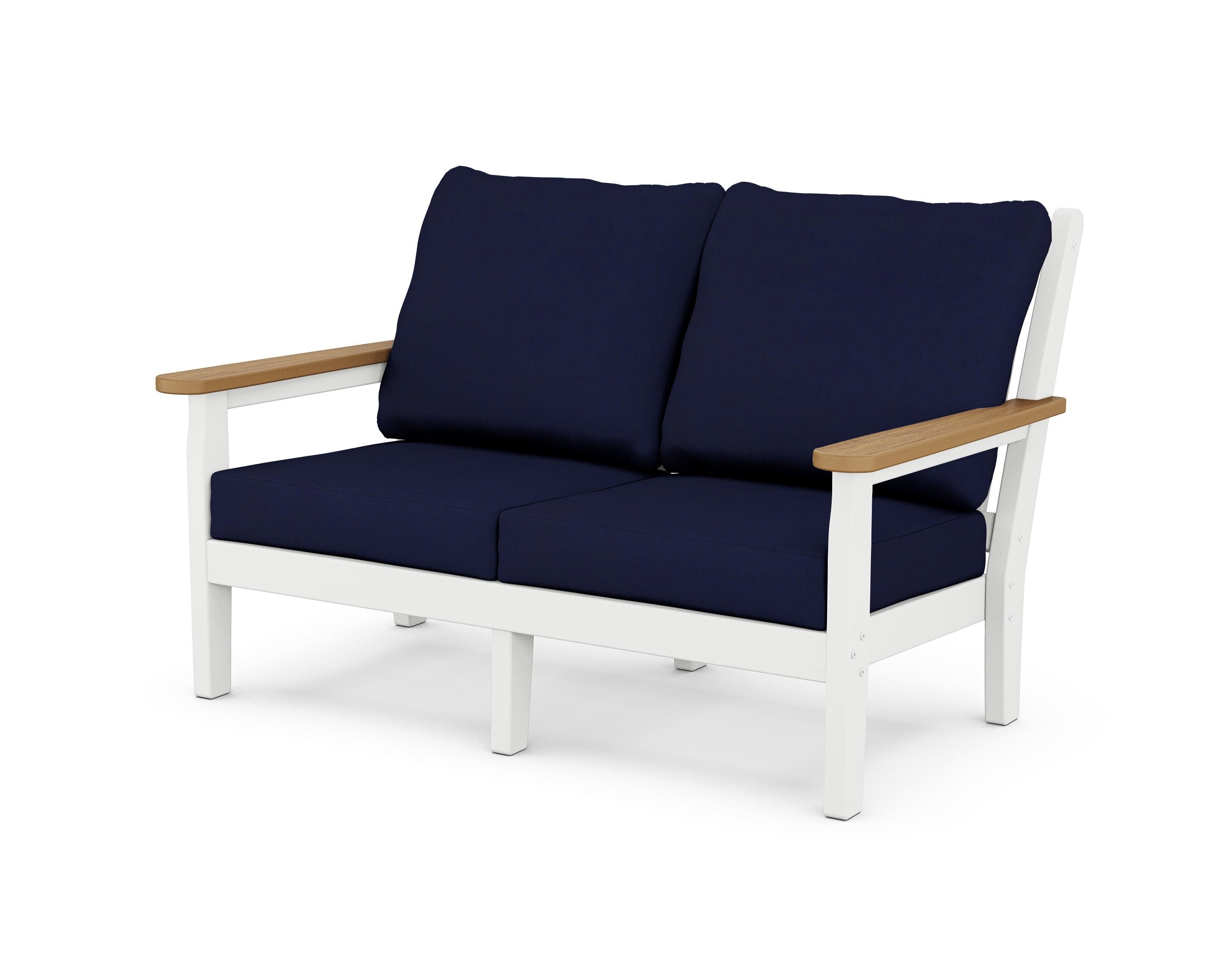 Chippendale Deep Seating Loveseat in White / Natural / Navy