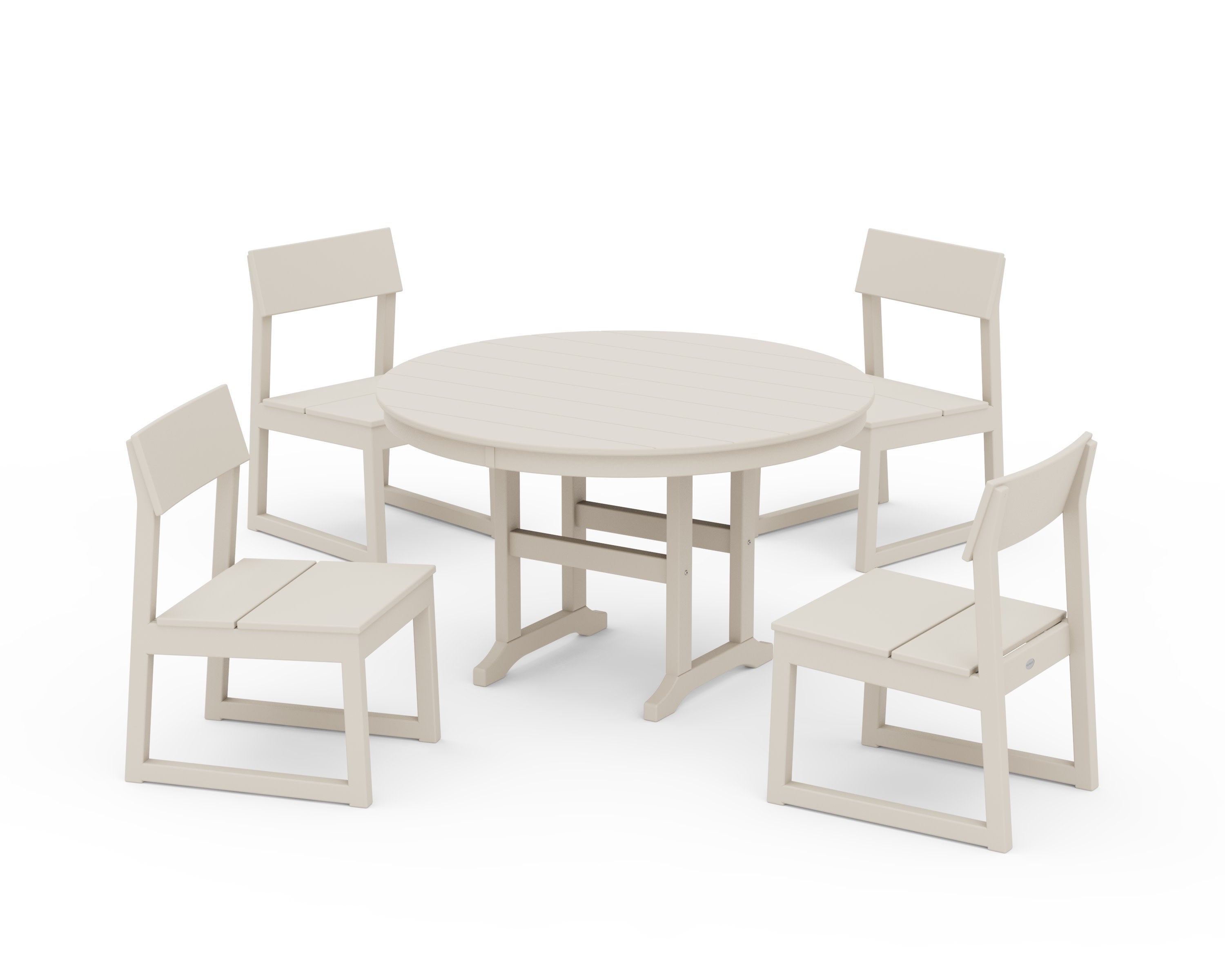 EDGE Side Chair 5-Piece Round Farmhouse Dining Set in Sand