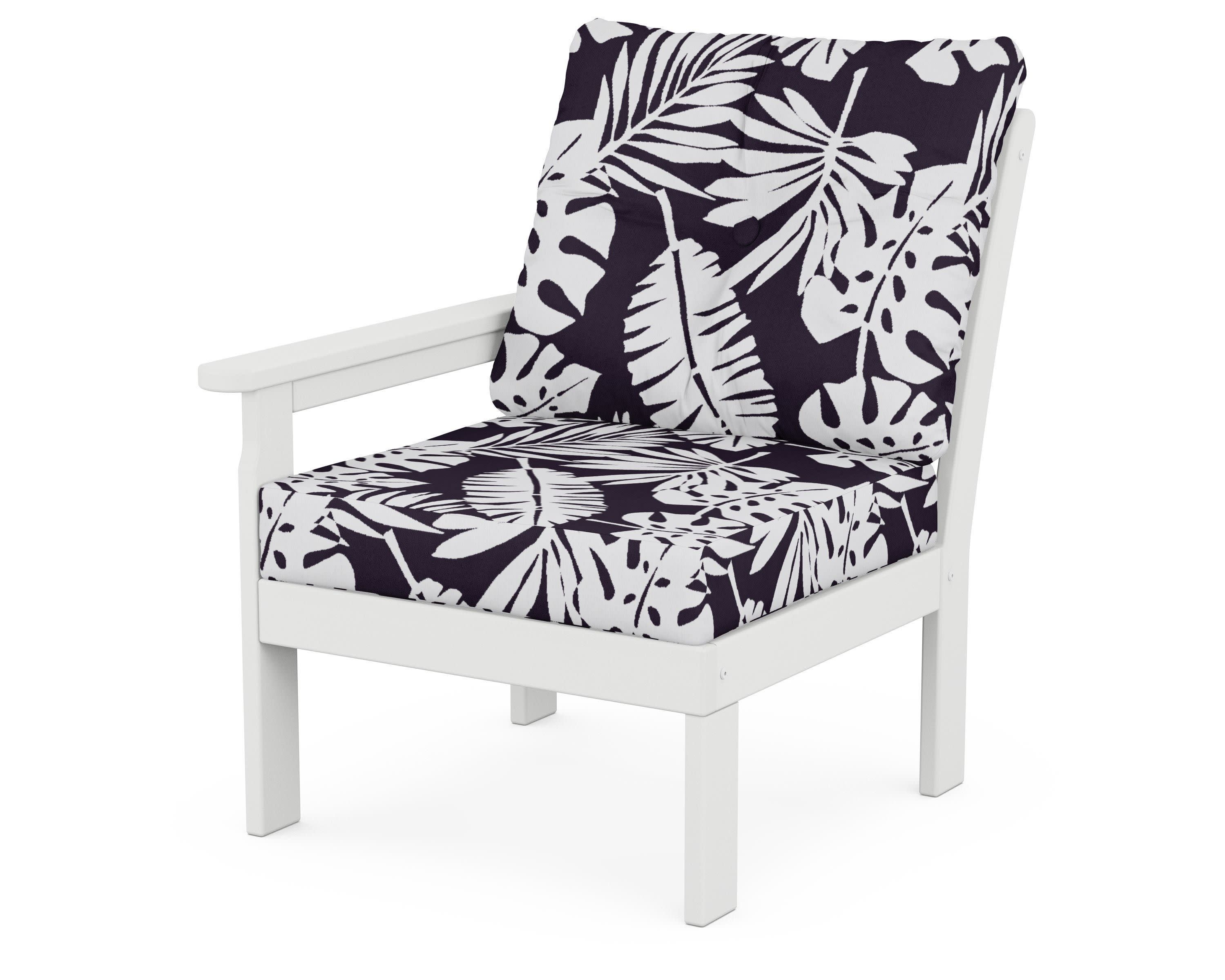 Vineyard Modular Left Arm Chair in White / Leaf Navy