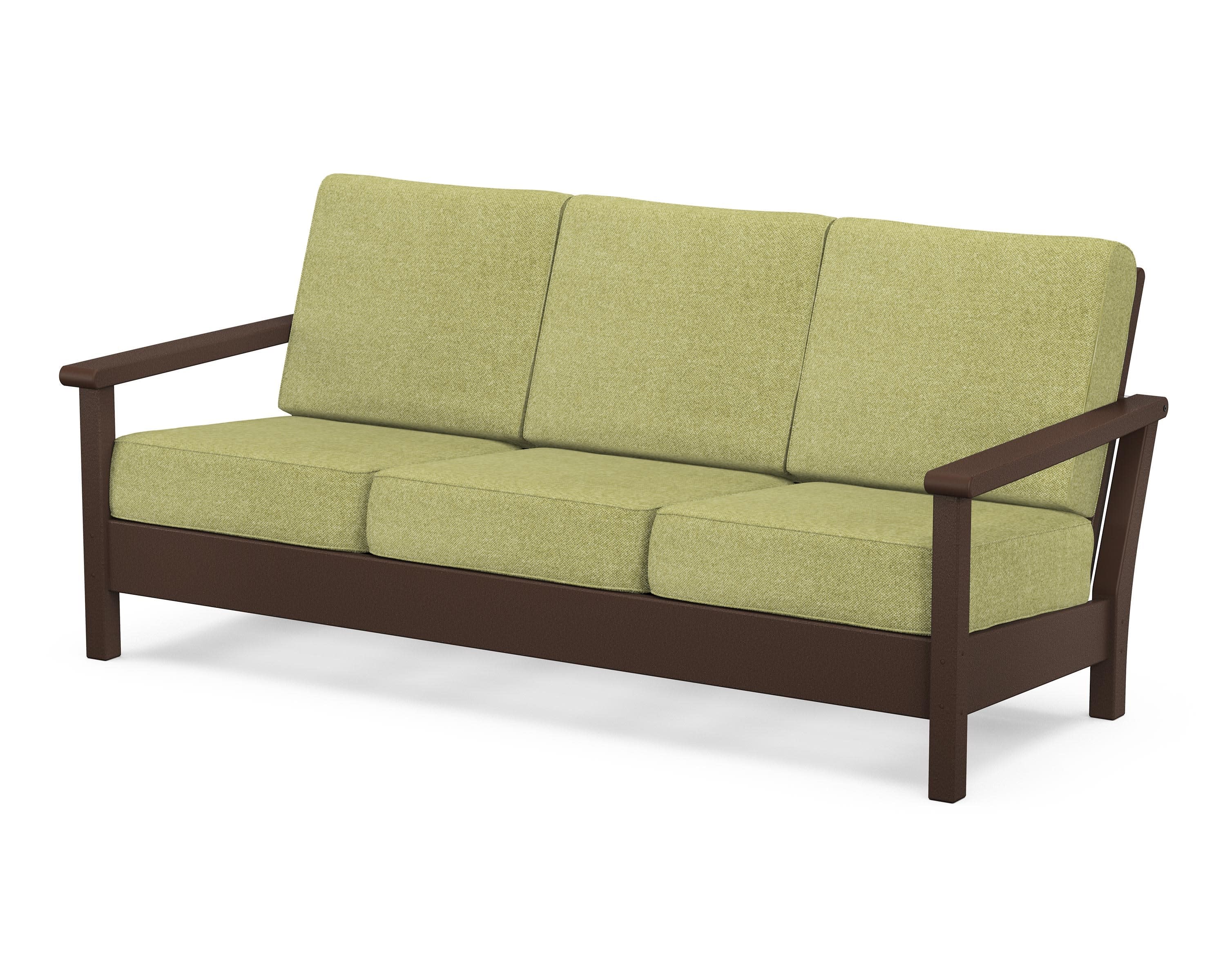 Harbour Deep Seating Sofa in Mahogany / Chartreuse Boucle