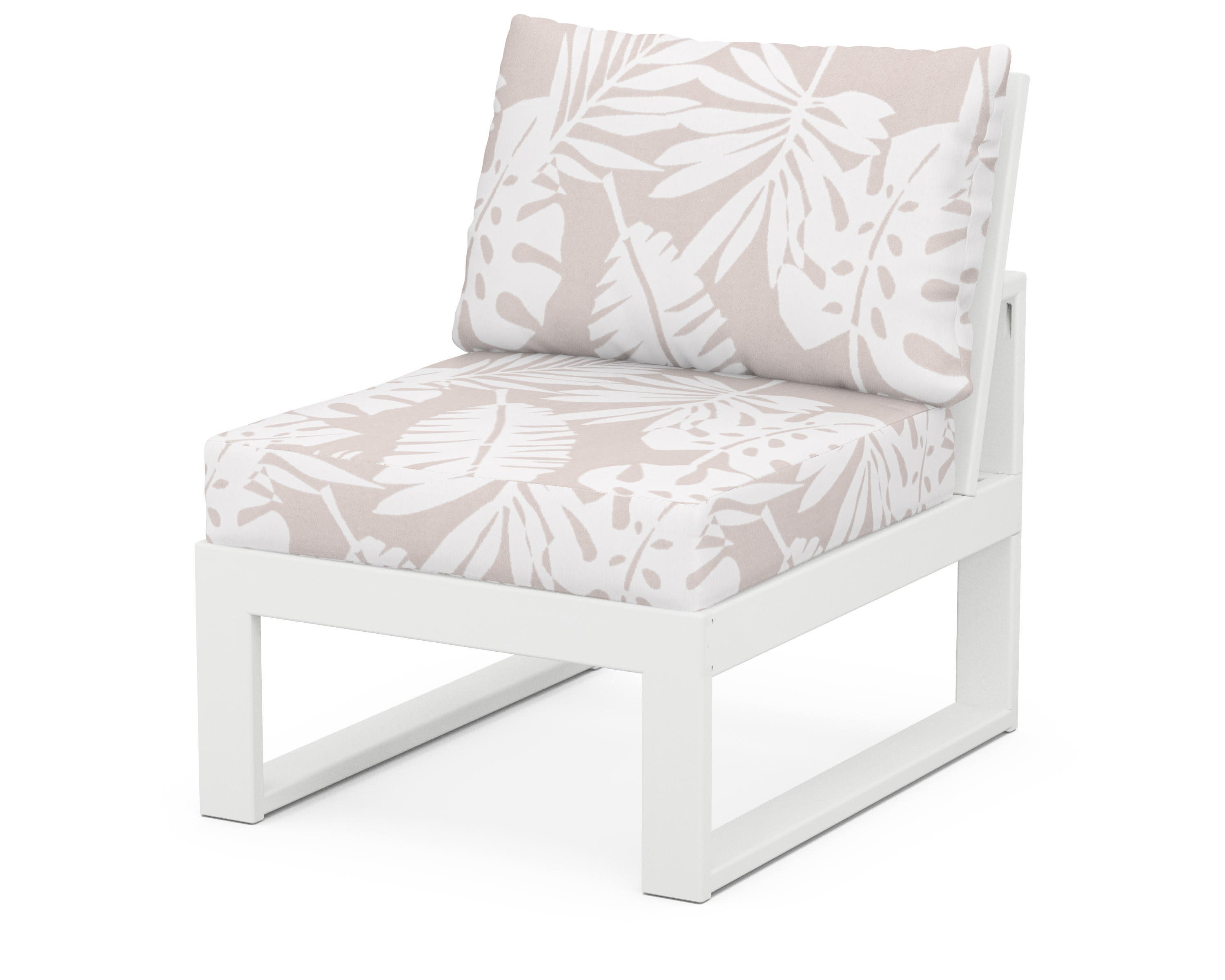 Modular Armless Chair in White / Leaf Dune Burlap