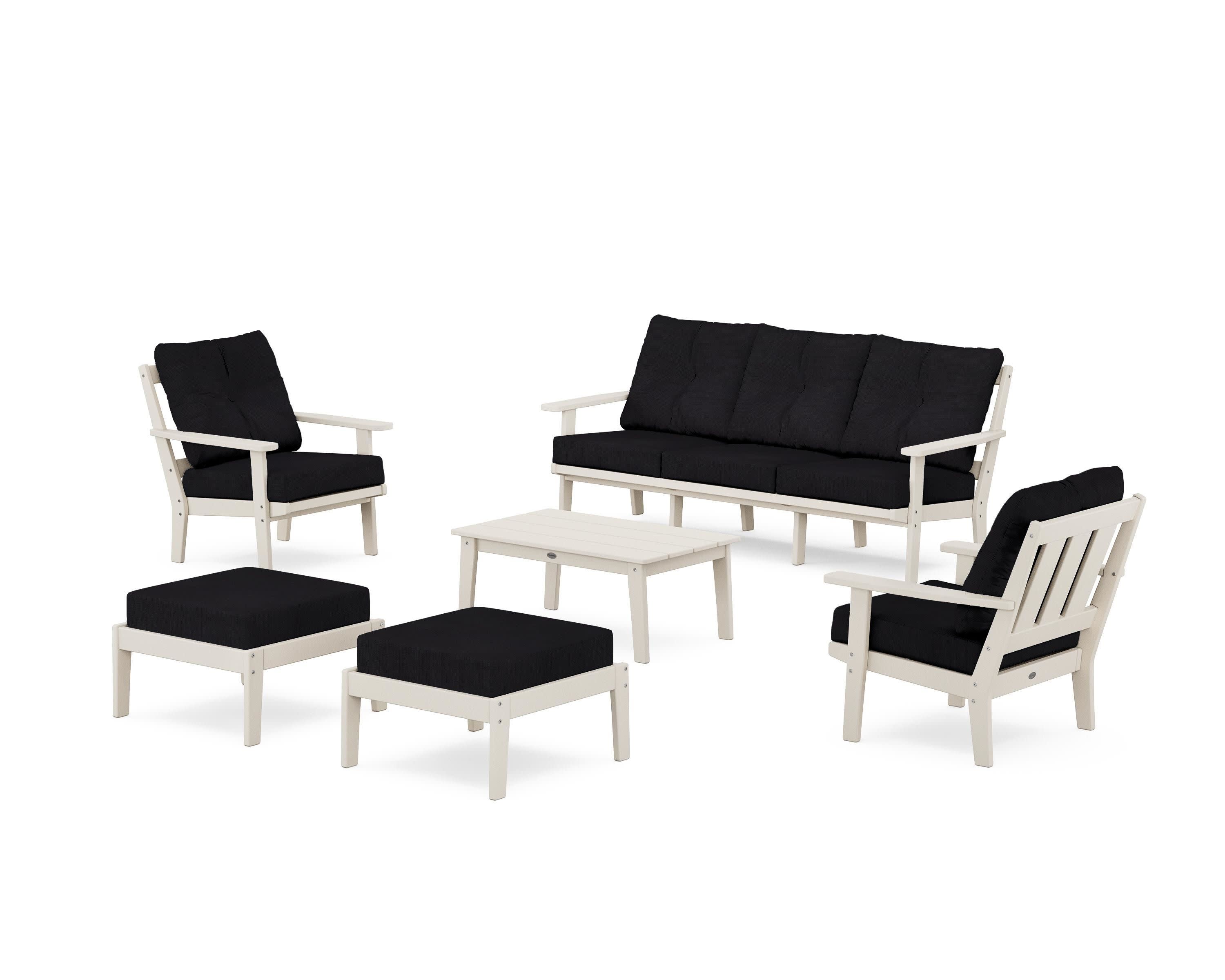 Oxford 6-Piece Lounge Sofa Set in Sand / Midnight Linen