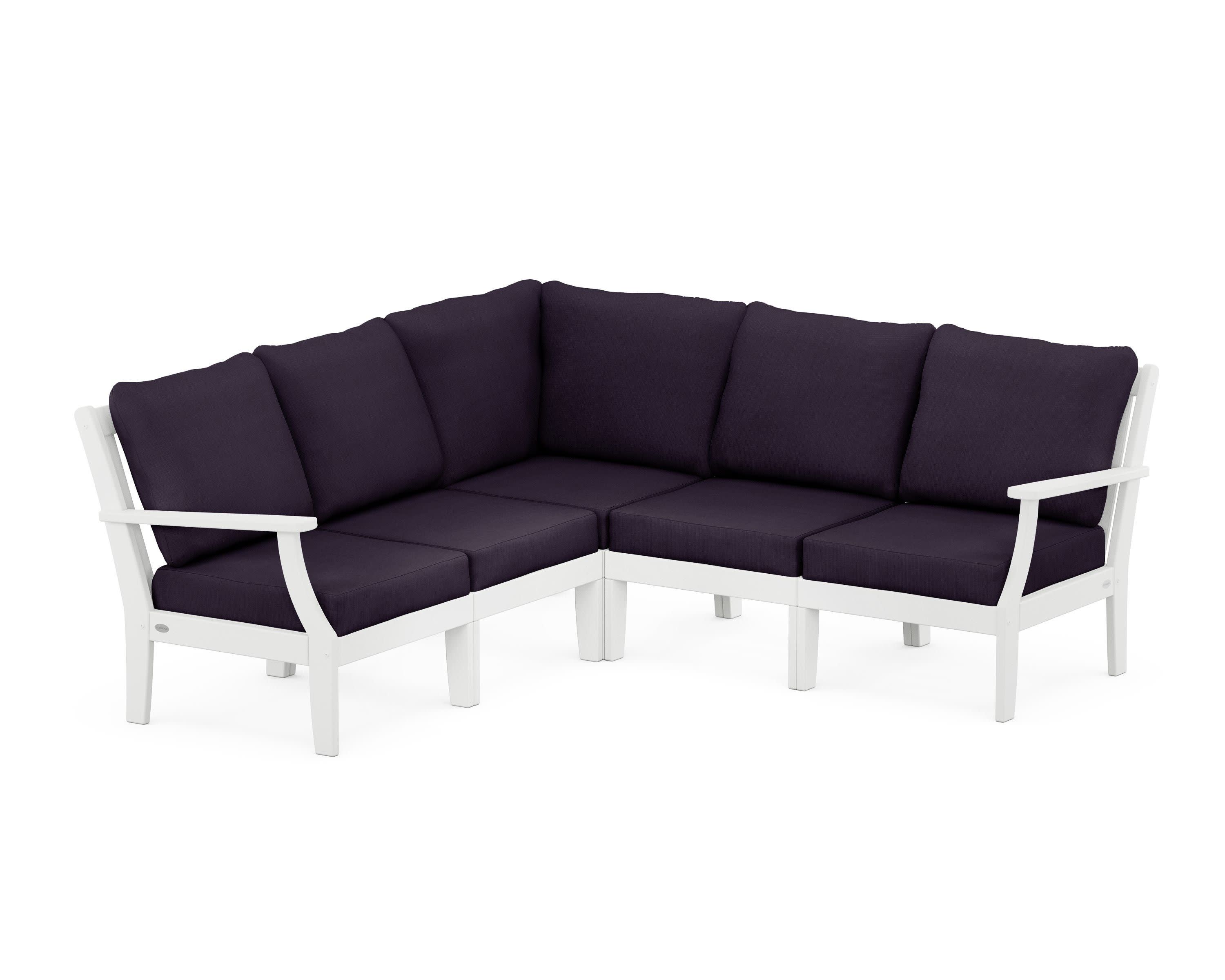 Braxton Modular 5-Piece Deep Seating Set in White / Navy Linen