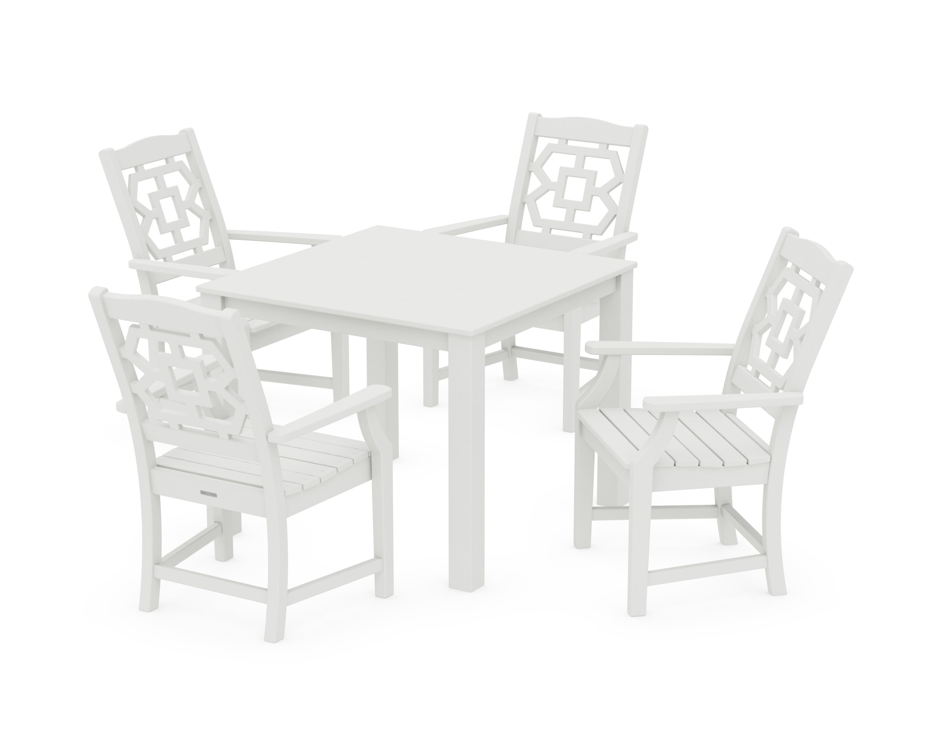 Chinoiserie 5-Piece Parsons Dining Set in Vintage White